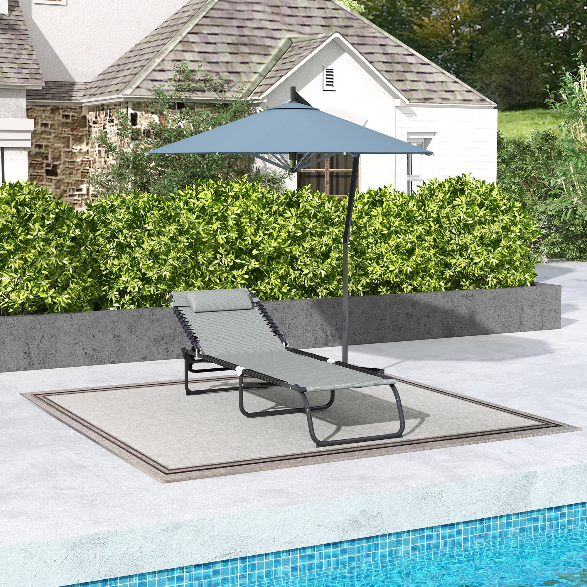 Set Of 2 Outsunny Folding Beach Chair Chaise Lounge 4 Adjustable Positions - Image 25