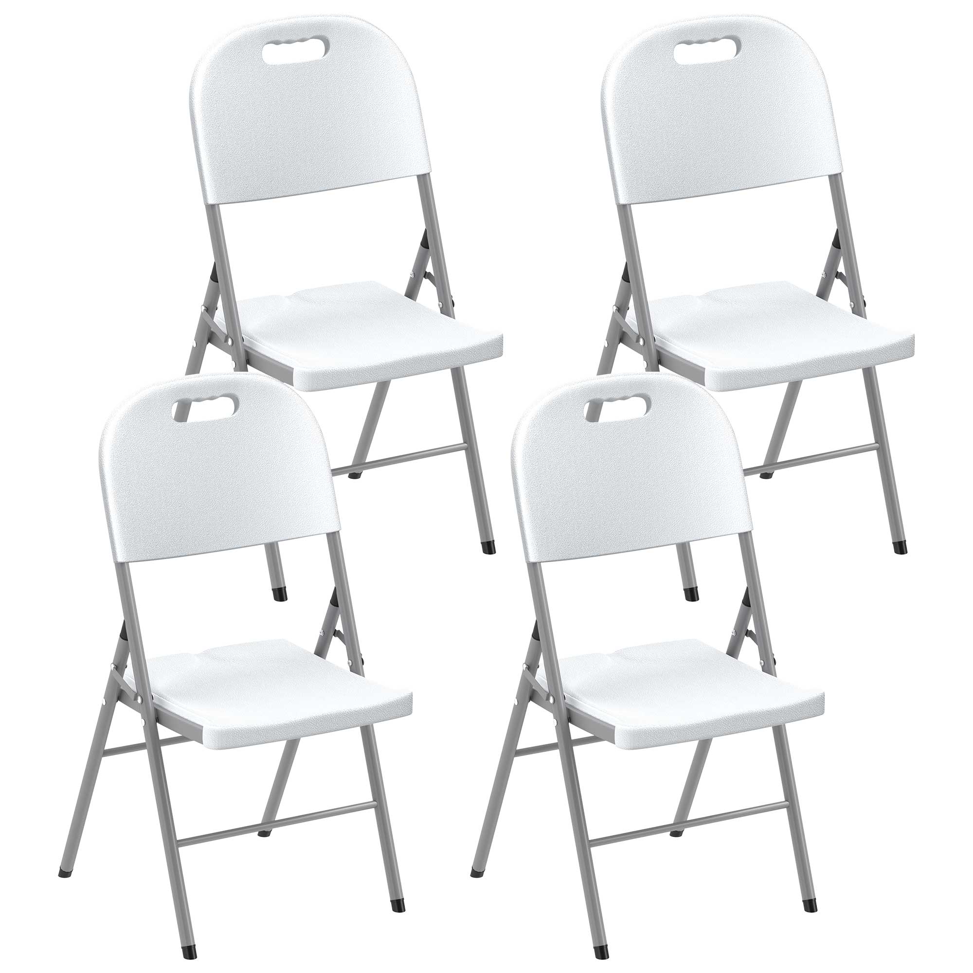 Outsunny Folding Chair With Steel Frame, Garden Chair Set, White - Image 10