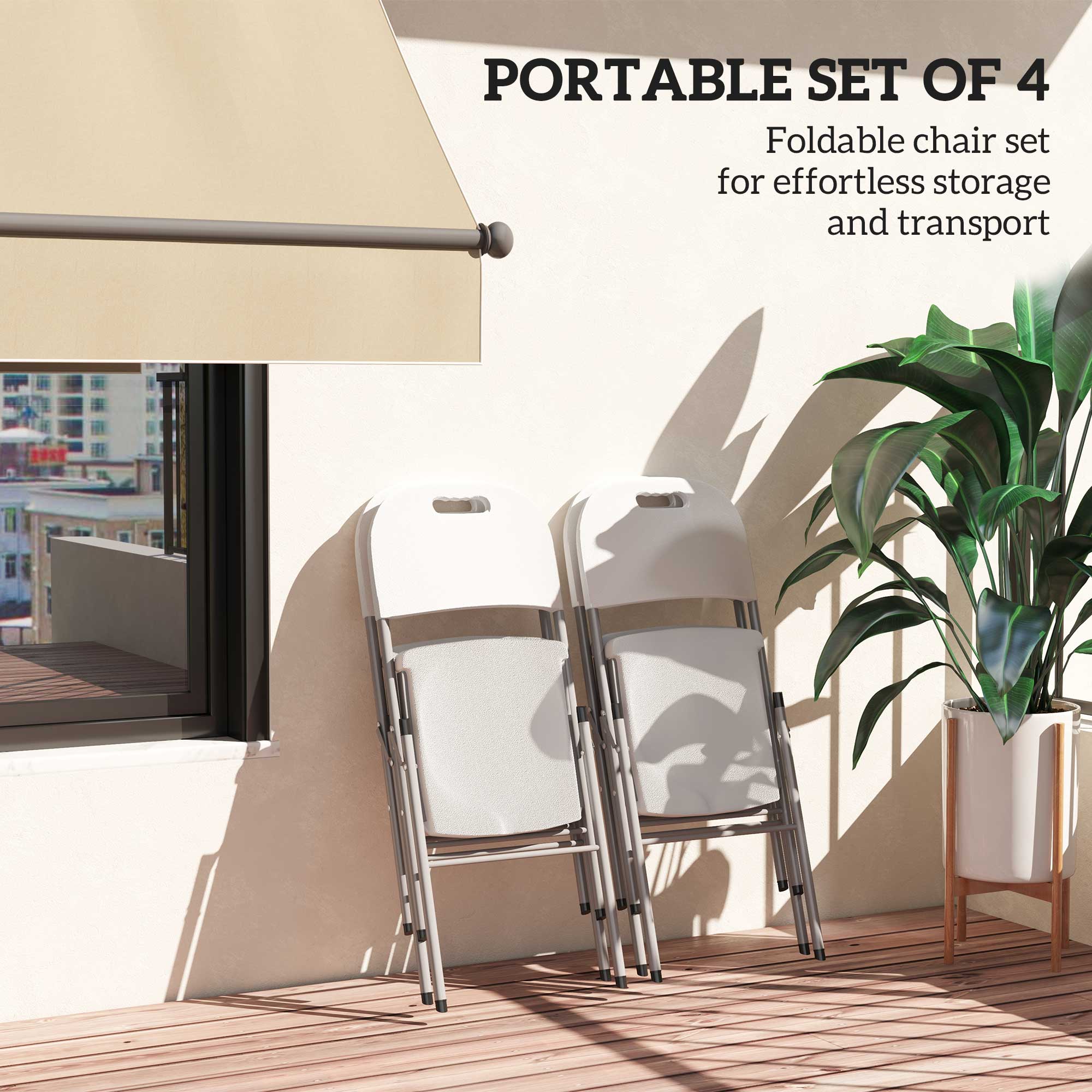 Outsunny Folding Chair With Steel Frame, Garden Chair Set, White - Image 12