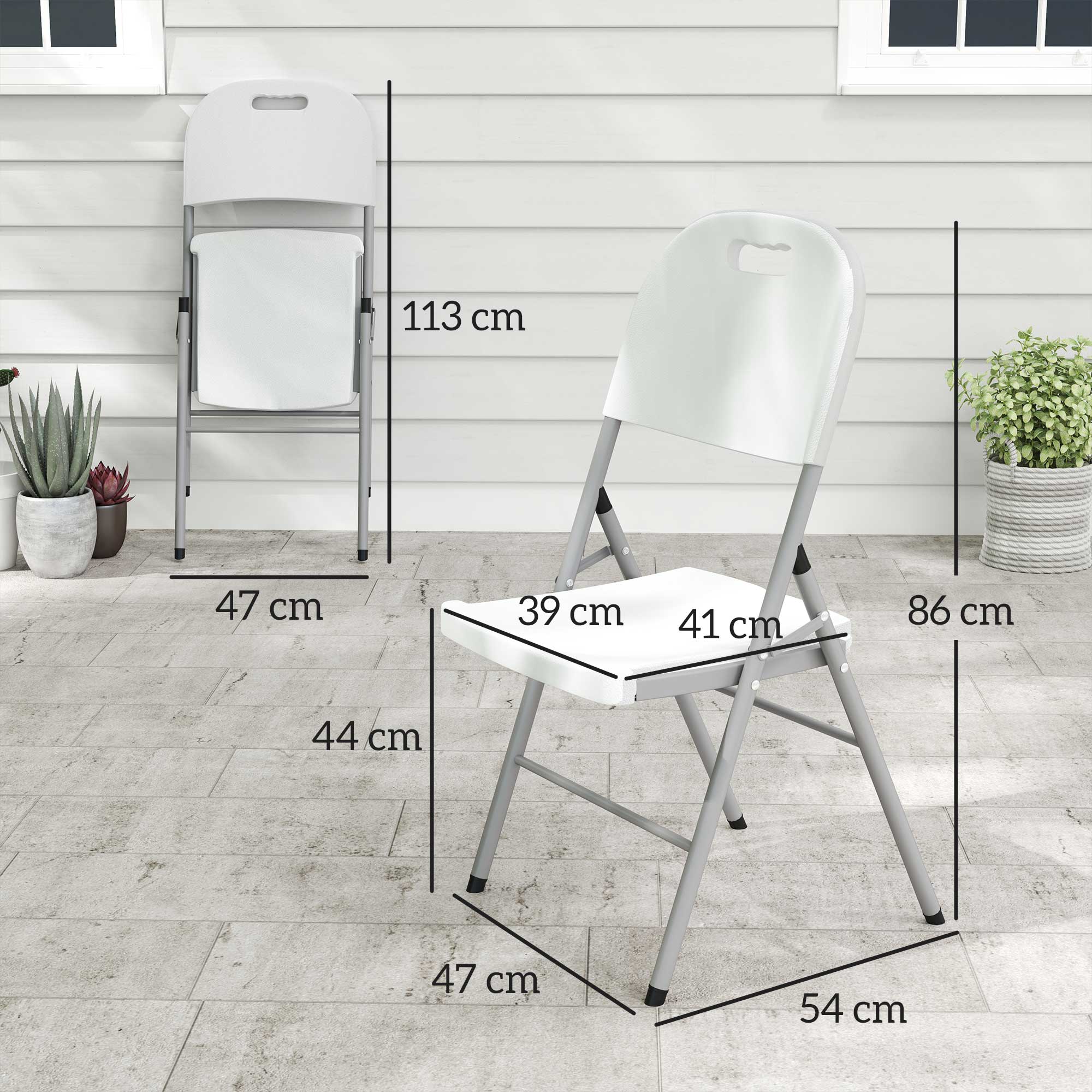 Outsunny Folding Chair With Steel Frame, Garden Chair Set, White - Image 14
