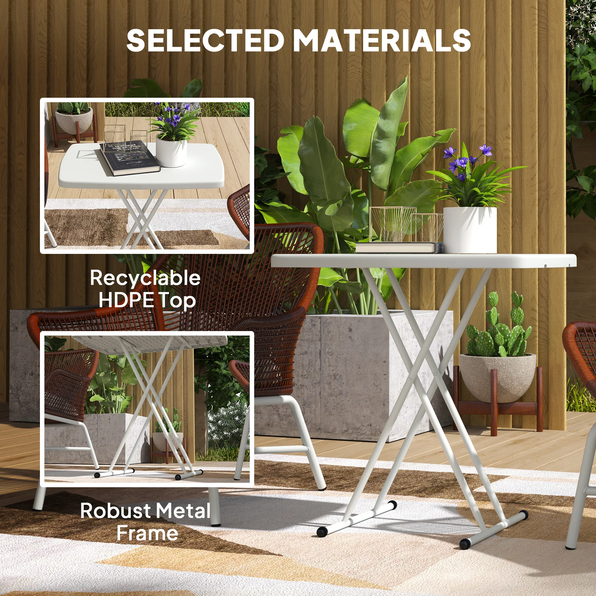 Outsunny Folding Coffee Table, Height Adjustable Bistro Table - Image 15
