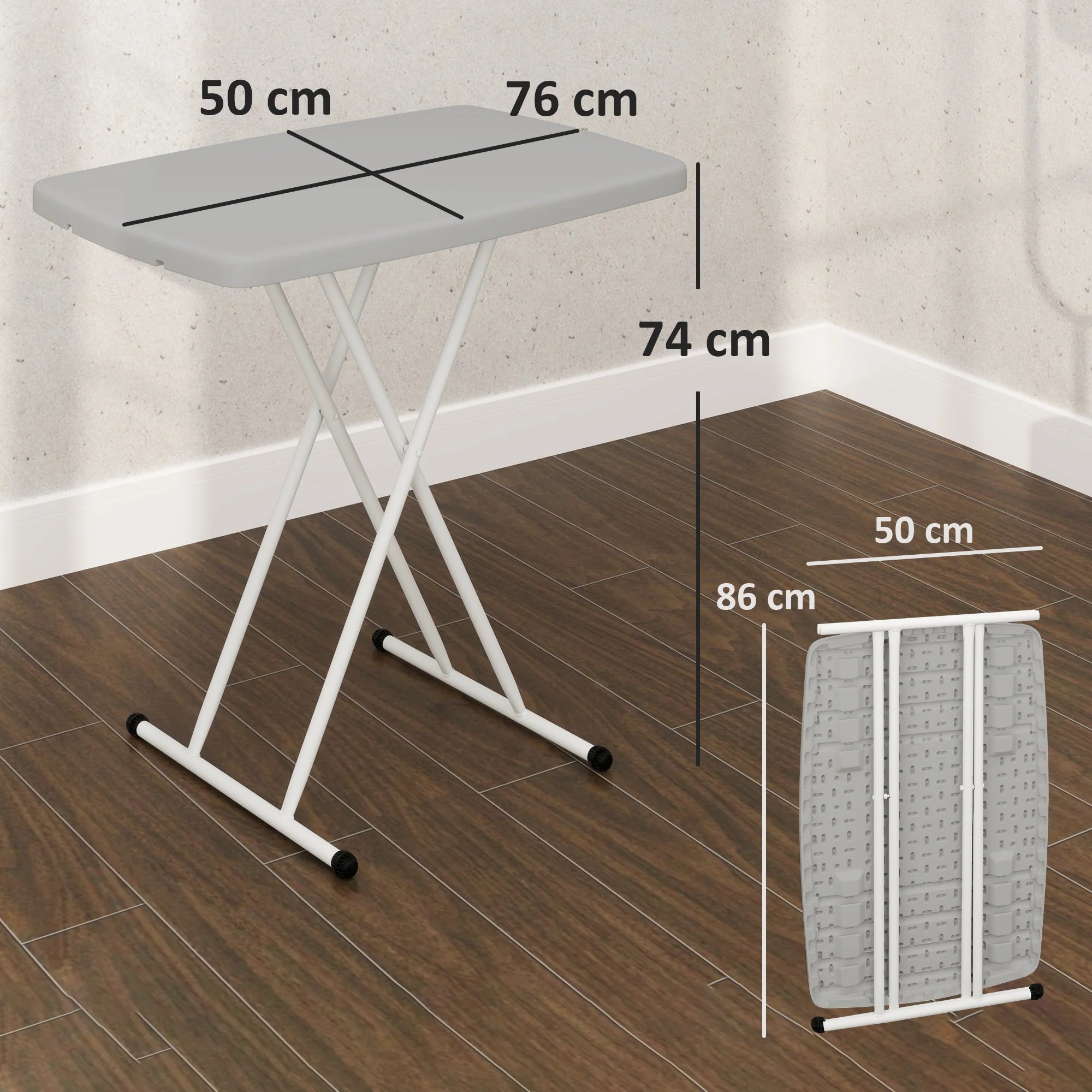 Outsunny Folding Coffee Table, Height Adjustable Bistro Table - Image 5
