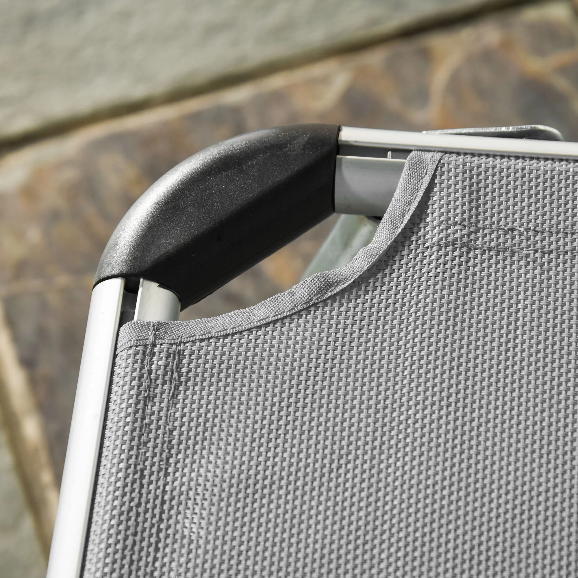 Outsunny Folding Outdoor Reclining Sun Lounger Chair Aluminium Frame Light Grey - Image 8