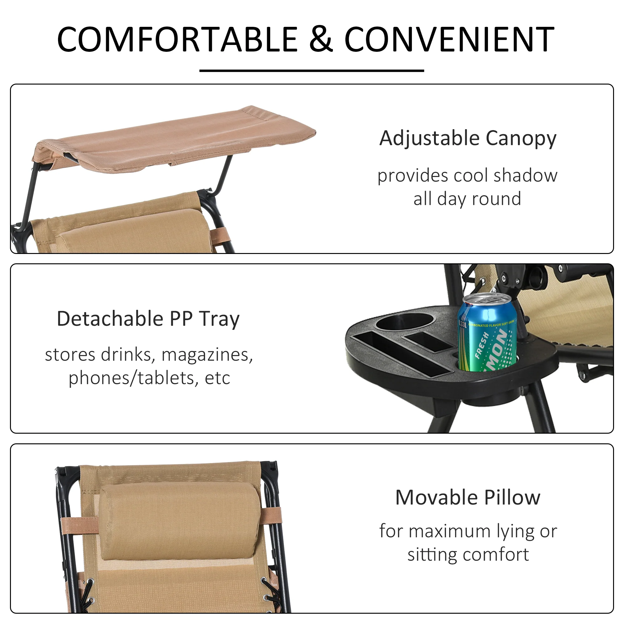 Outsunny Folding Recliner Chair Outdoor Lounge Rocker Zero-Gravity Seat - Image 4