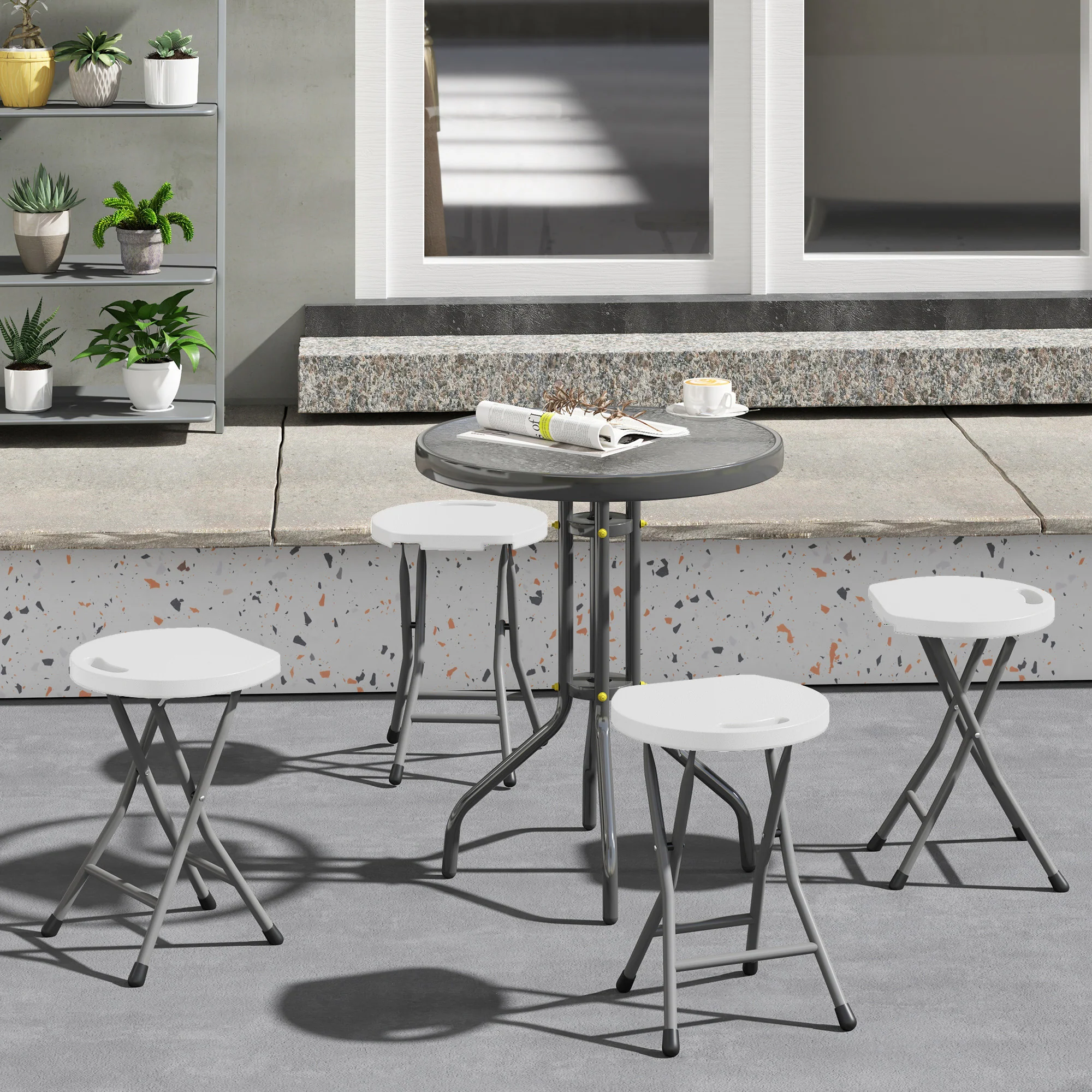 Outsunny Folding Stool Set Of 4, Decorative Garden Stool Set - Image 11