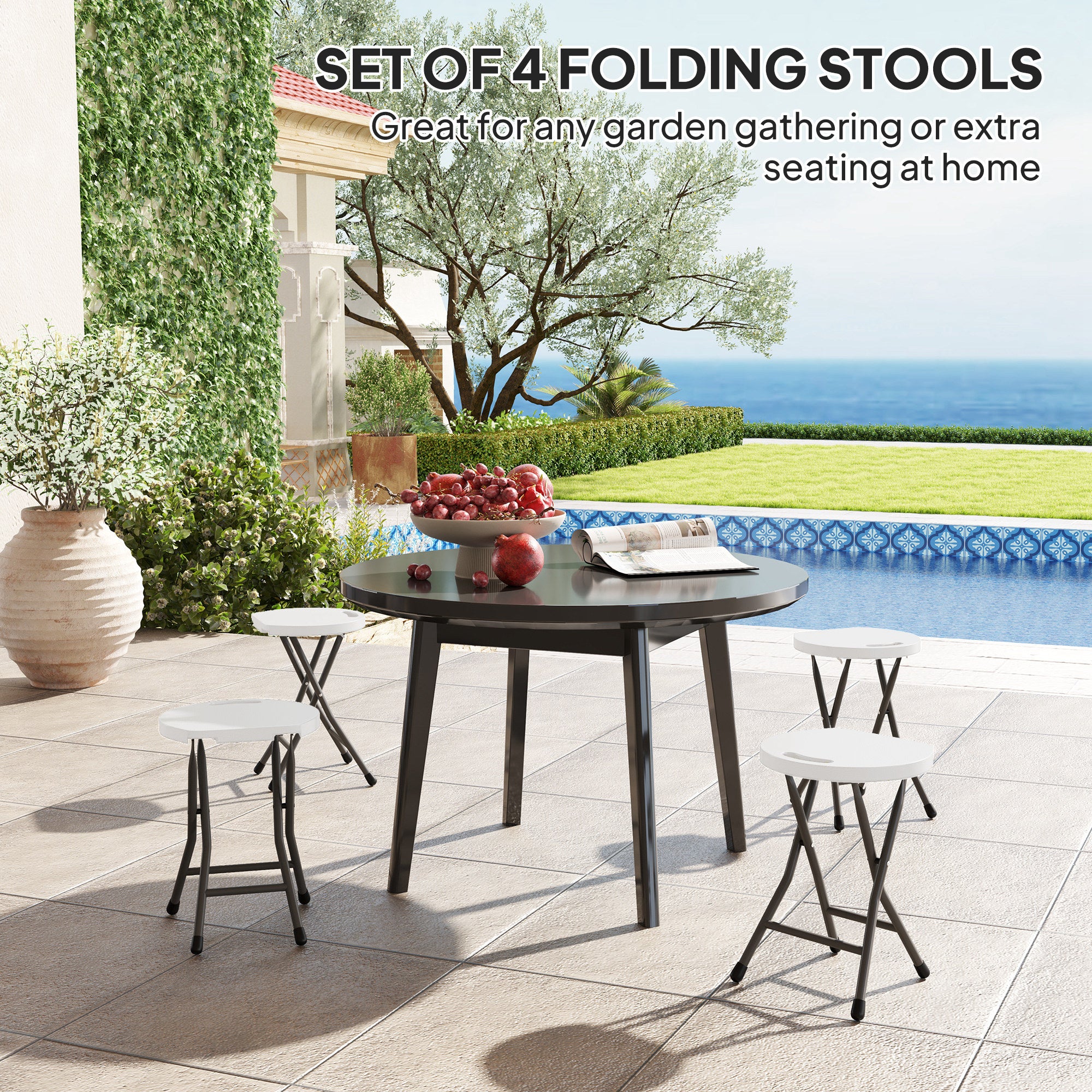 Outsunny Folding Stool Set Of 4, Decorative Garden Stool Set - Image 12