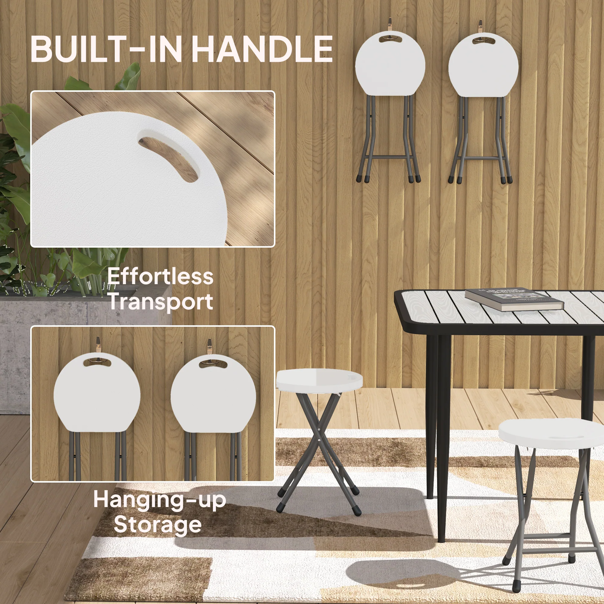 Outsunny Folding Stool Set Of 4, Decorative Garden Stool Set - Image 16