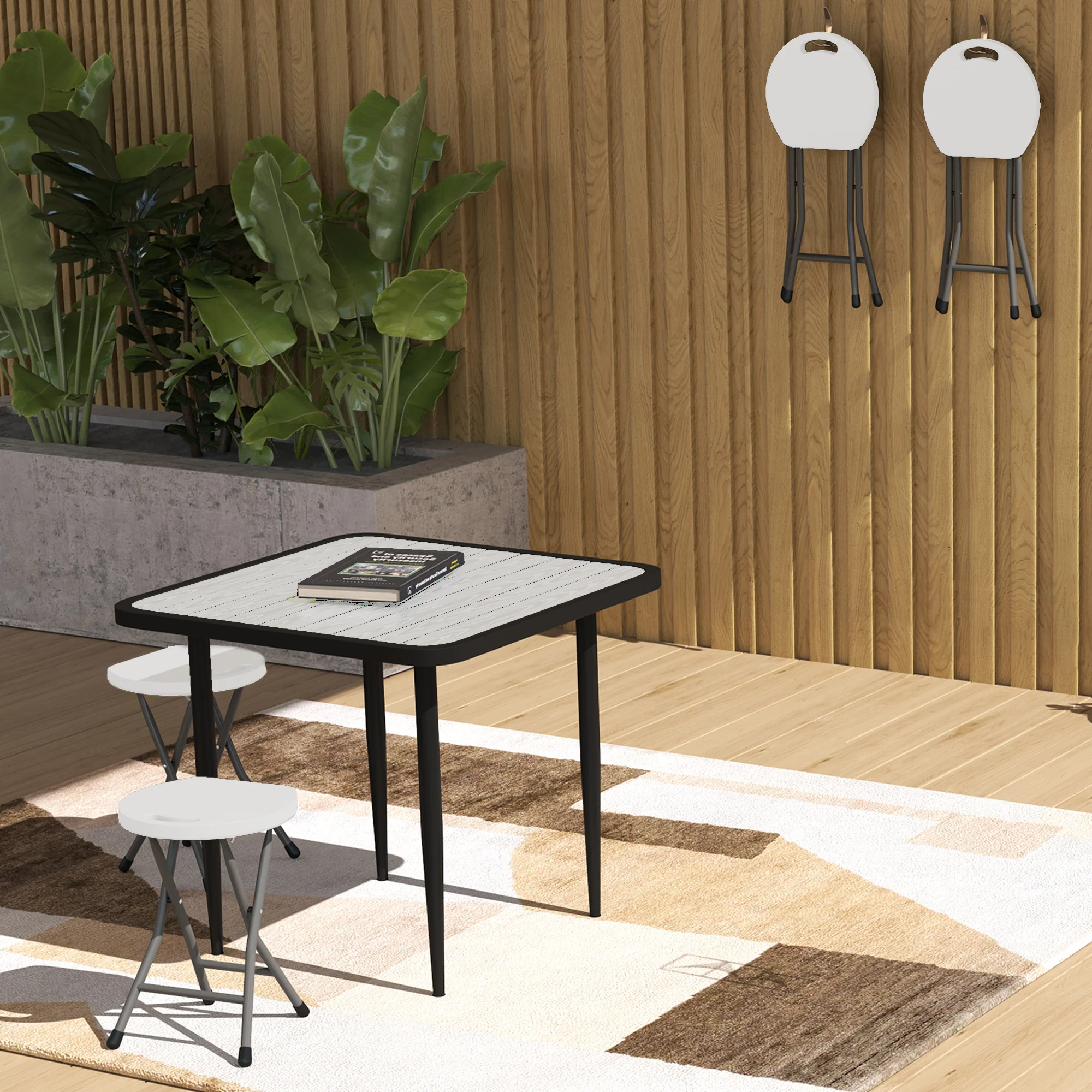 Outsunny Folding Stool Set Of 4, Decorative Garden Stool Set - Image 18
