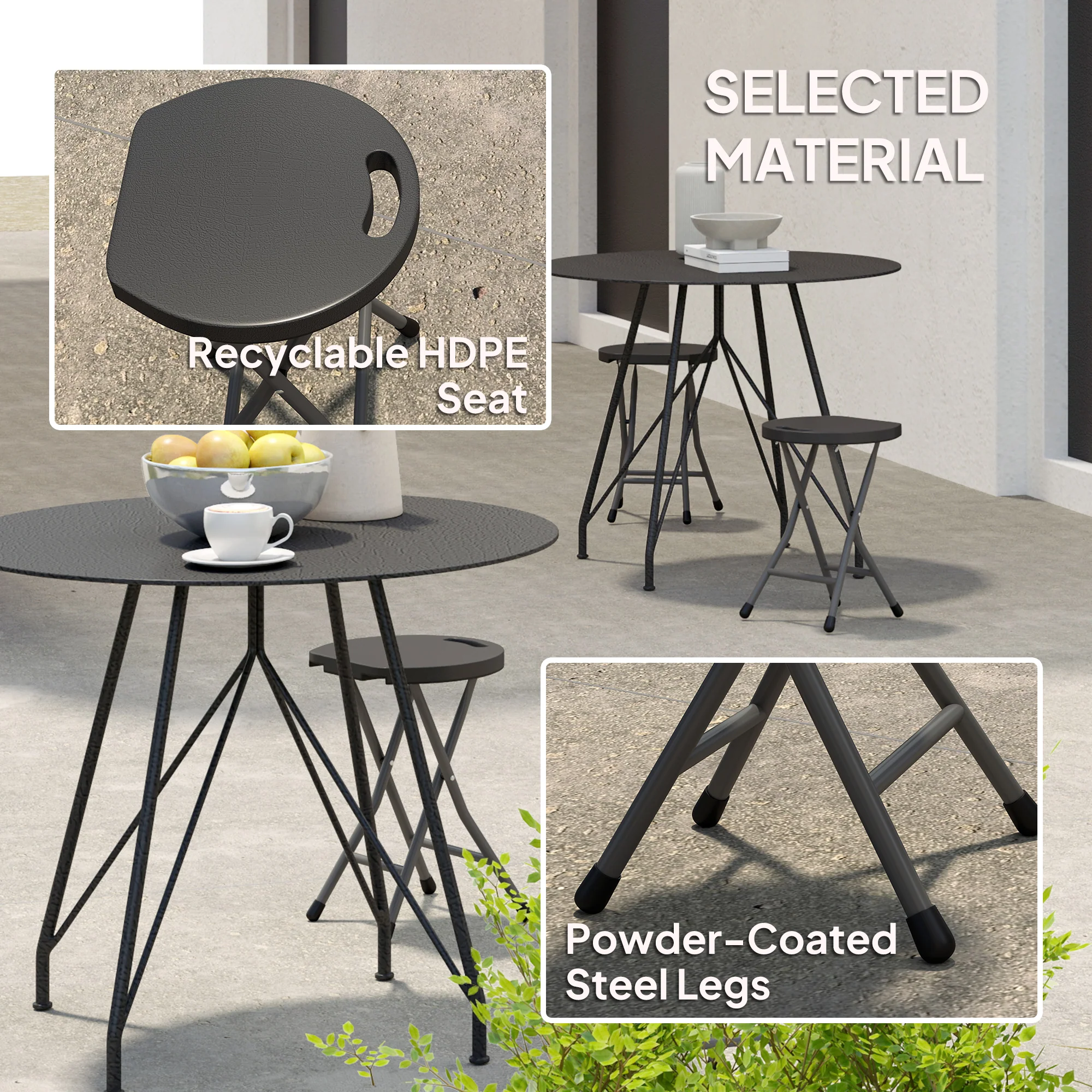Outsunny Folding Stool Set Of 4, Decorative Garden Stool Set - Image 6