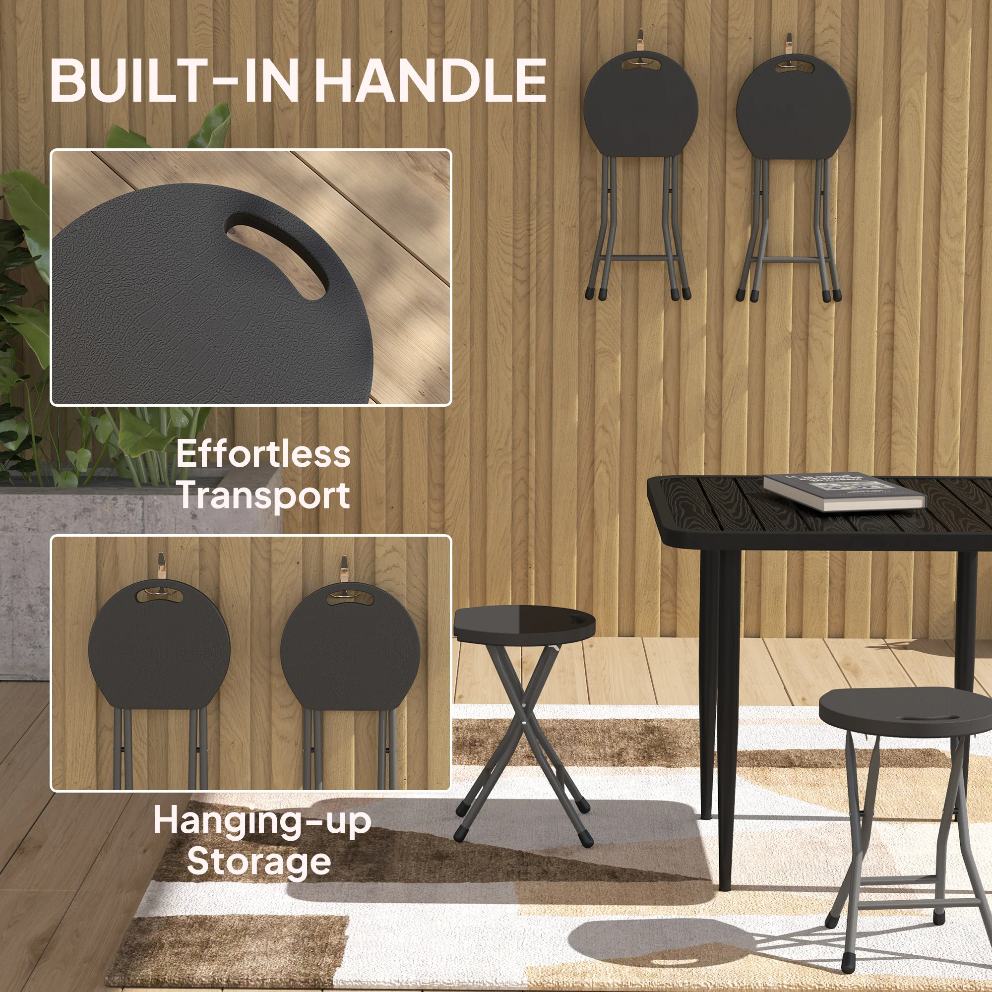Outsunny Folding Stool Set Of 4, Decorative Garden Stool Set - Image 7