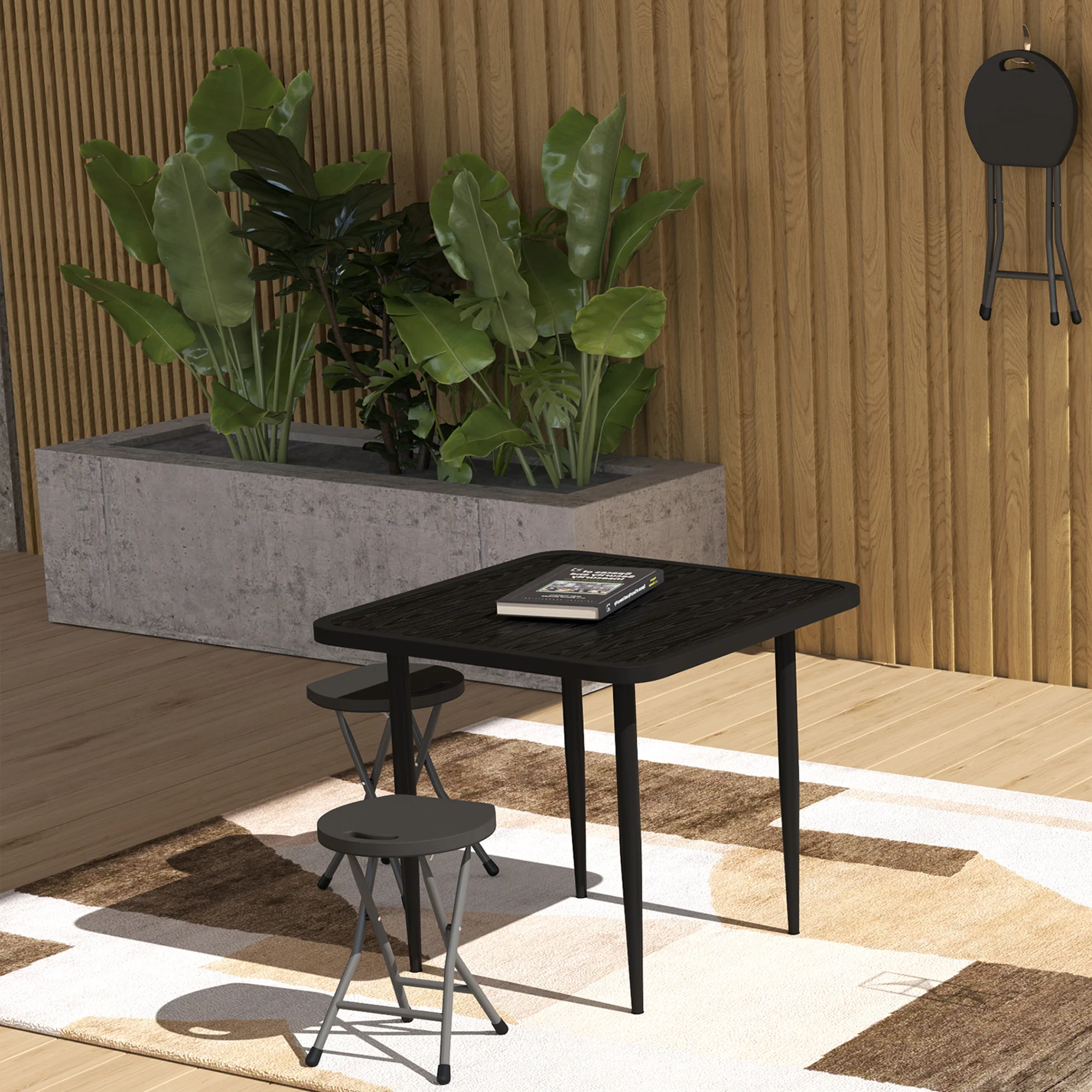 Outsunny Folding Stool Set Of 4, Decorative Garden Stool Set - Image 9