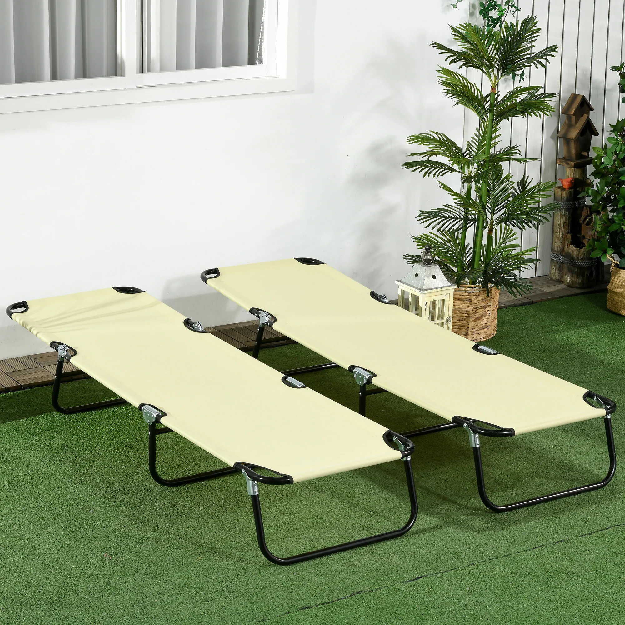 Outsunny Folding Sun Loungers Set Of 2 With Adjustable Backrest - Image 9