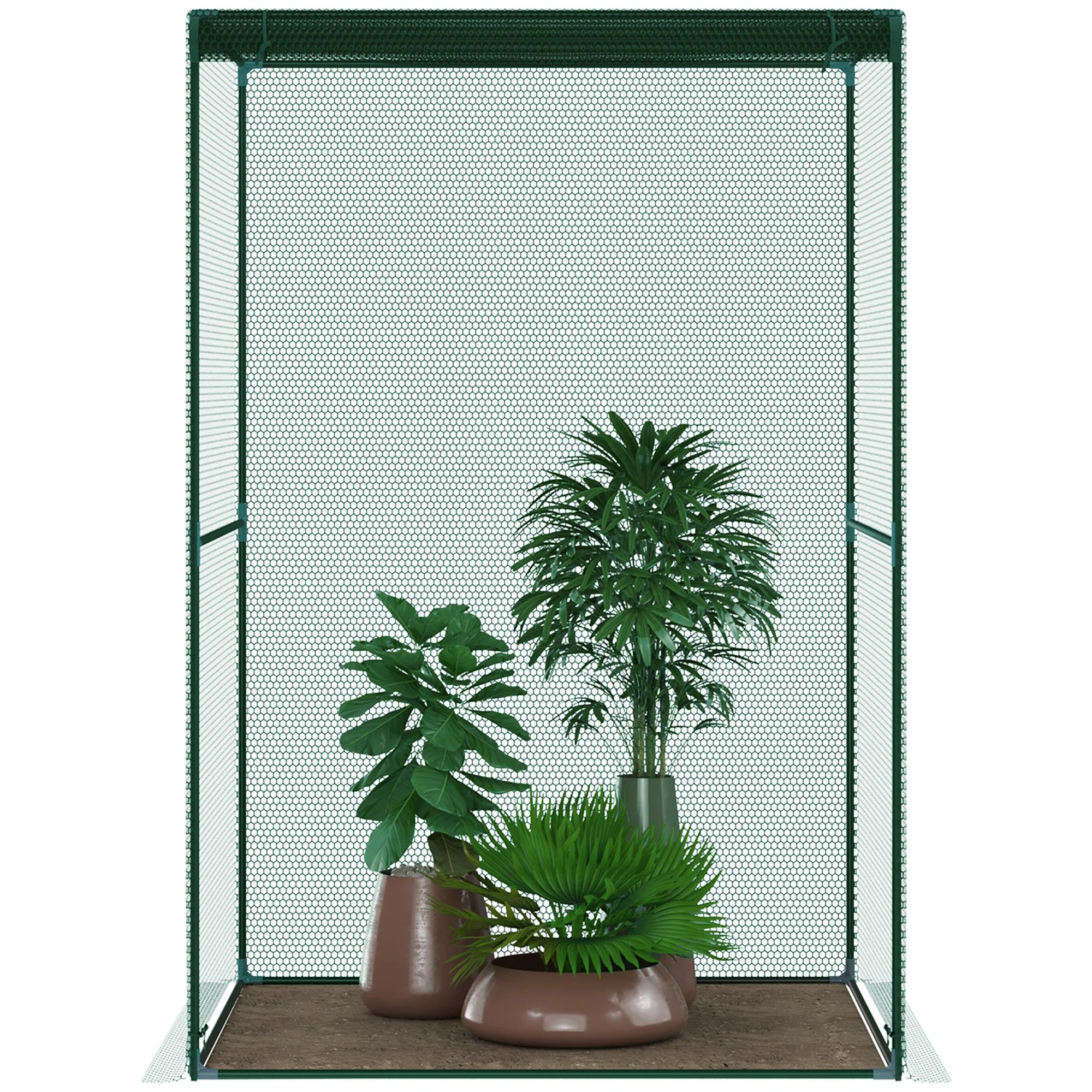 Outsunny Fruit Cage, Plant Protection Tent, 1.2 x 1.2 x 1.8m, Dark Green - Image 8