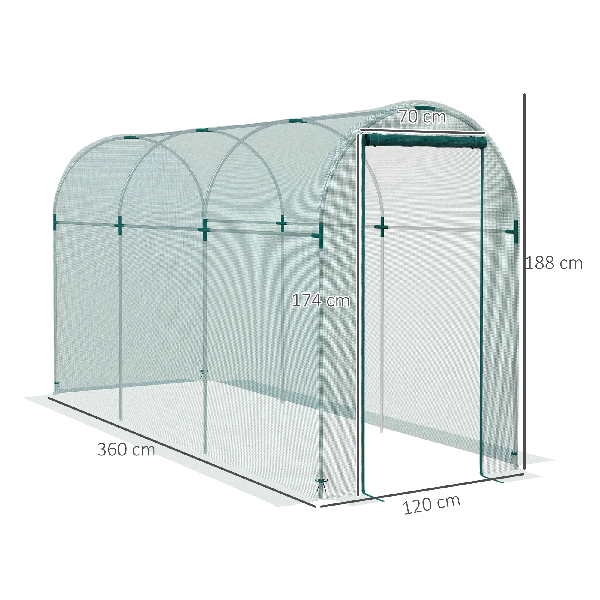Outsunny Fruit Cage, Plant Protection Tent, 1.2 X 3.6 X 1.9m - Image 14