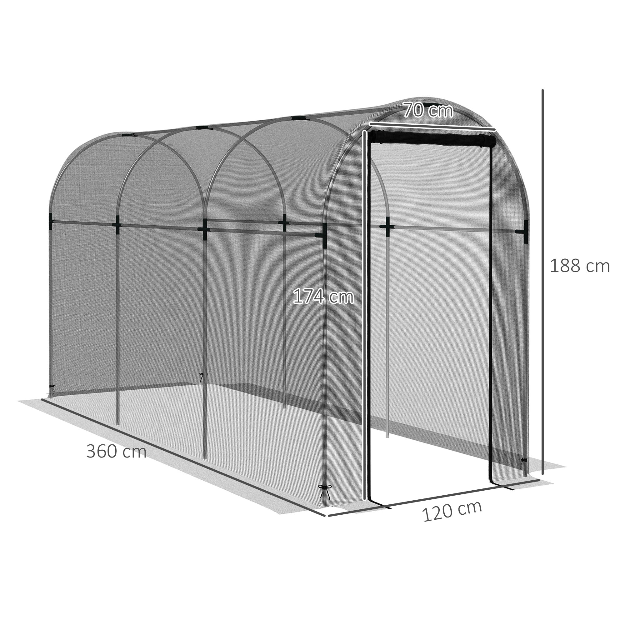 Outsunny Fruit Cage, Plant Protection Tent, 1.2 X 3.6 X 1.9m - Image 5