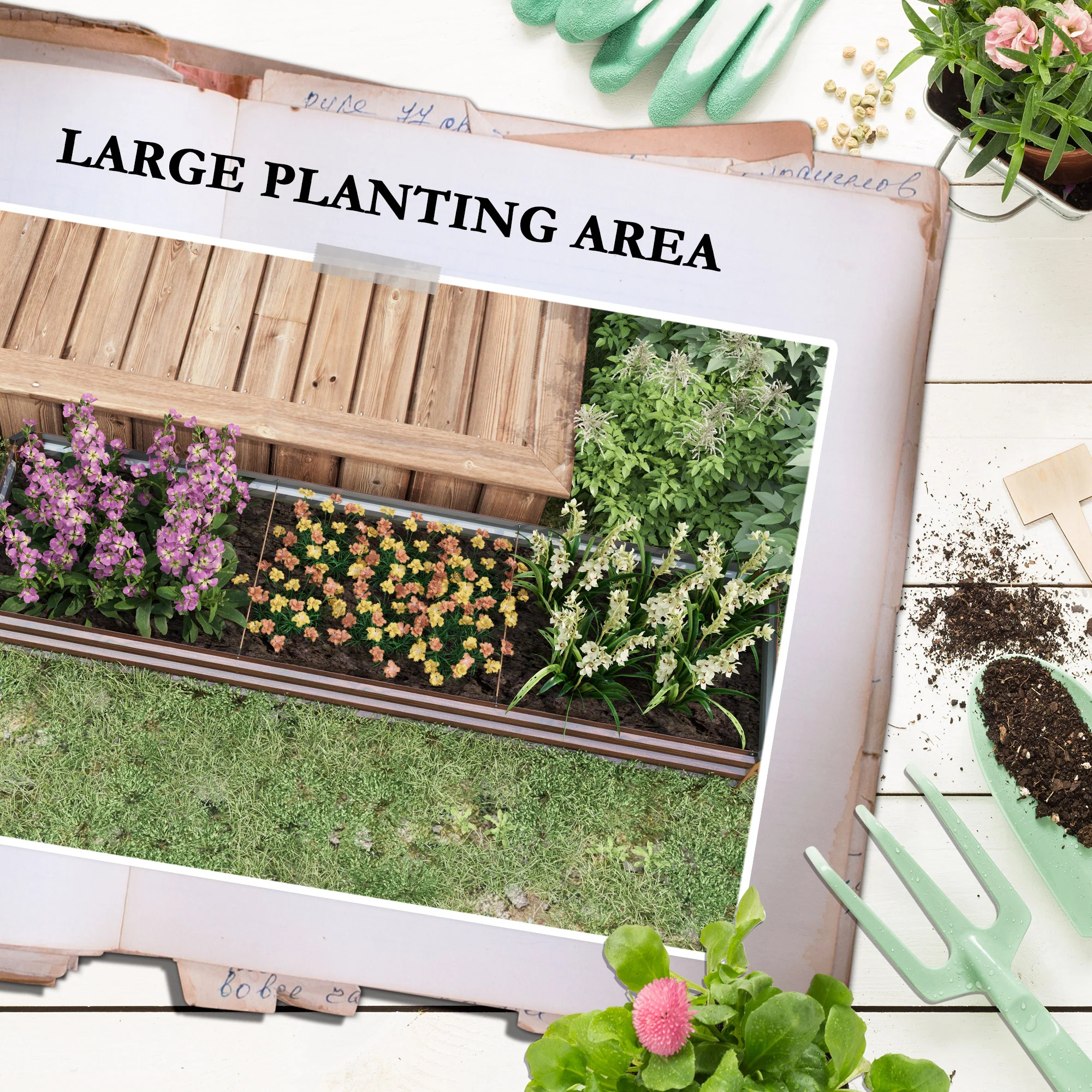 Outsunny Galvanised Raised Bed For Garden, Outdoor Elevated Planter Box - Image 3