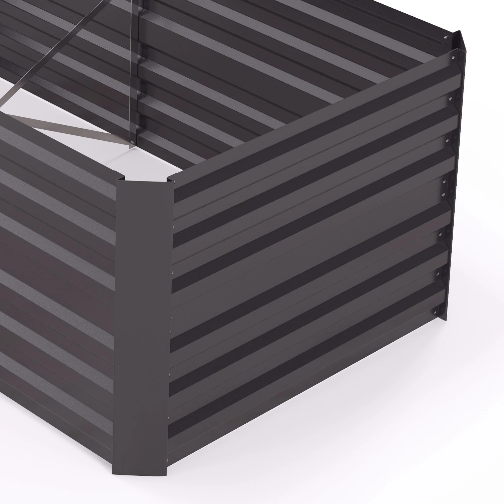 Outsunny Galvanised Steel Outdoor Raised Bed w/ Reinforced Rods, Dark Grey - Image 9