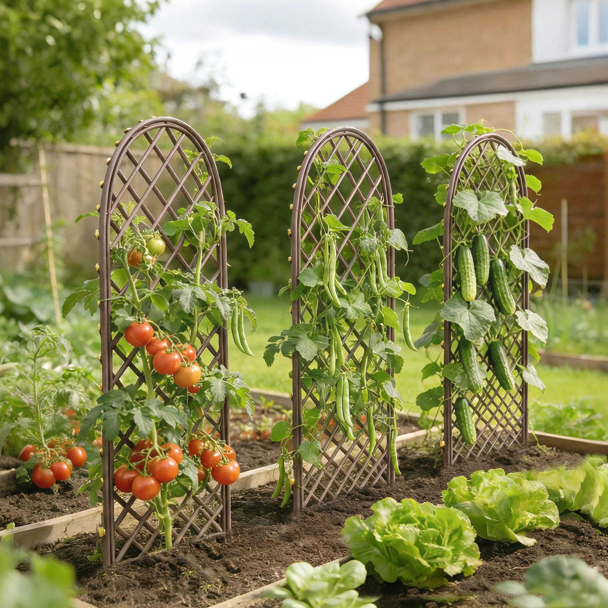 Outsunny Garden Arch, Wicker Trellis Support Frame With Dome Top, Natural - Image 2