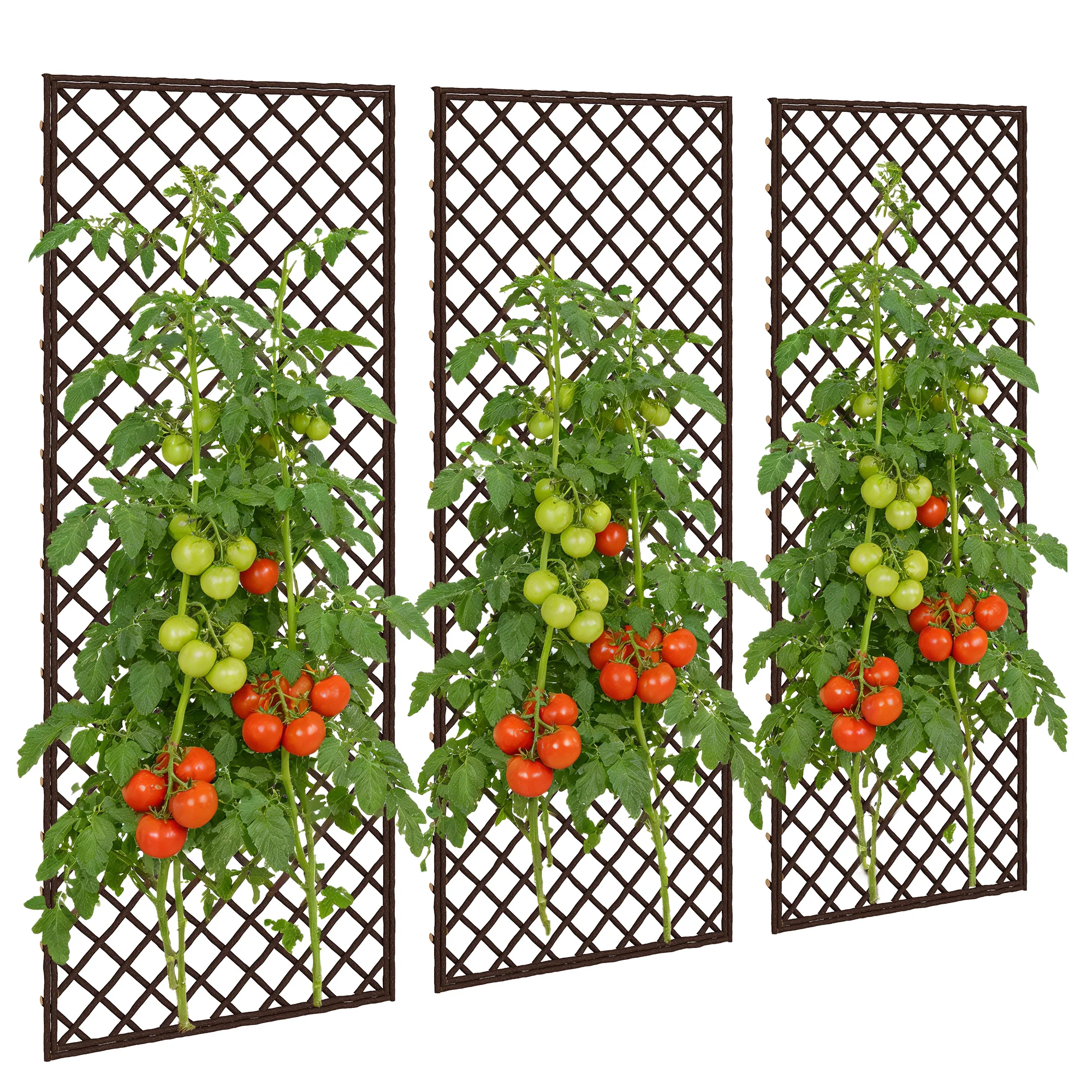 Outsunny Garden Arch, Wicker Trellis Support Frame With Flat Top, Natural