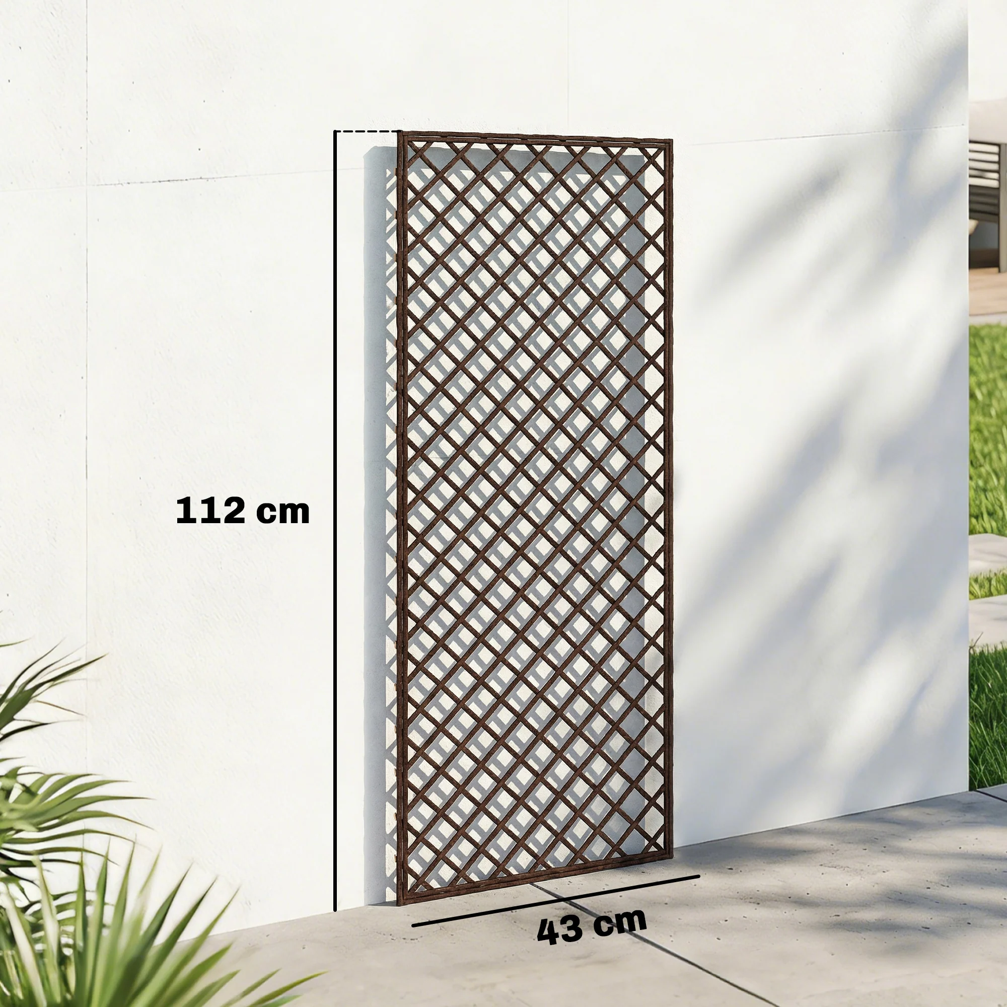 Outsunny Garden Arch, Wicker Trellis Support Frame With Flat Top, Natural - Image 3