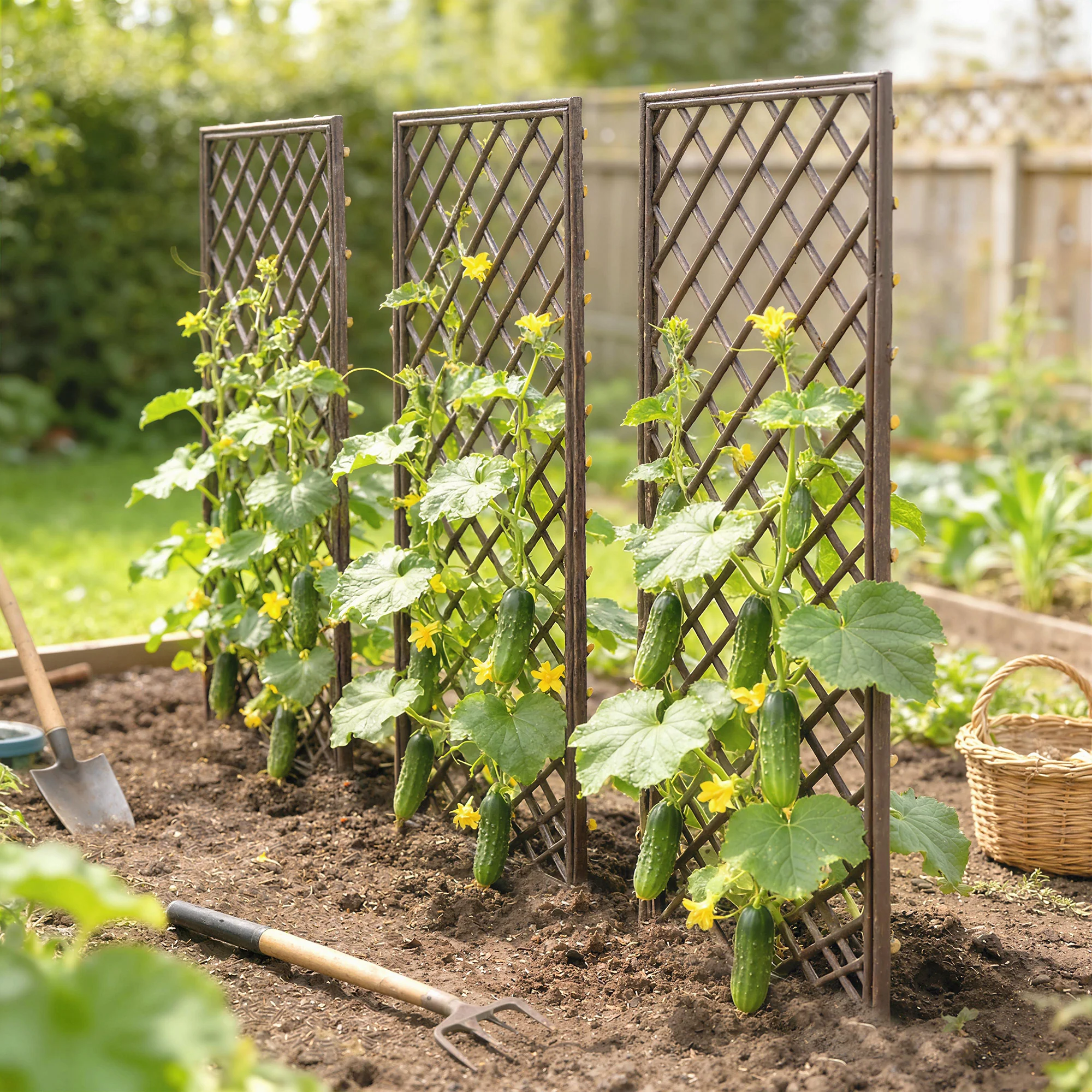 Outsunny Garden Arch, Wicker Trellis Support Frame With Flat Top, Natural - Image 8