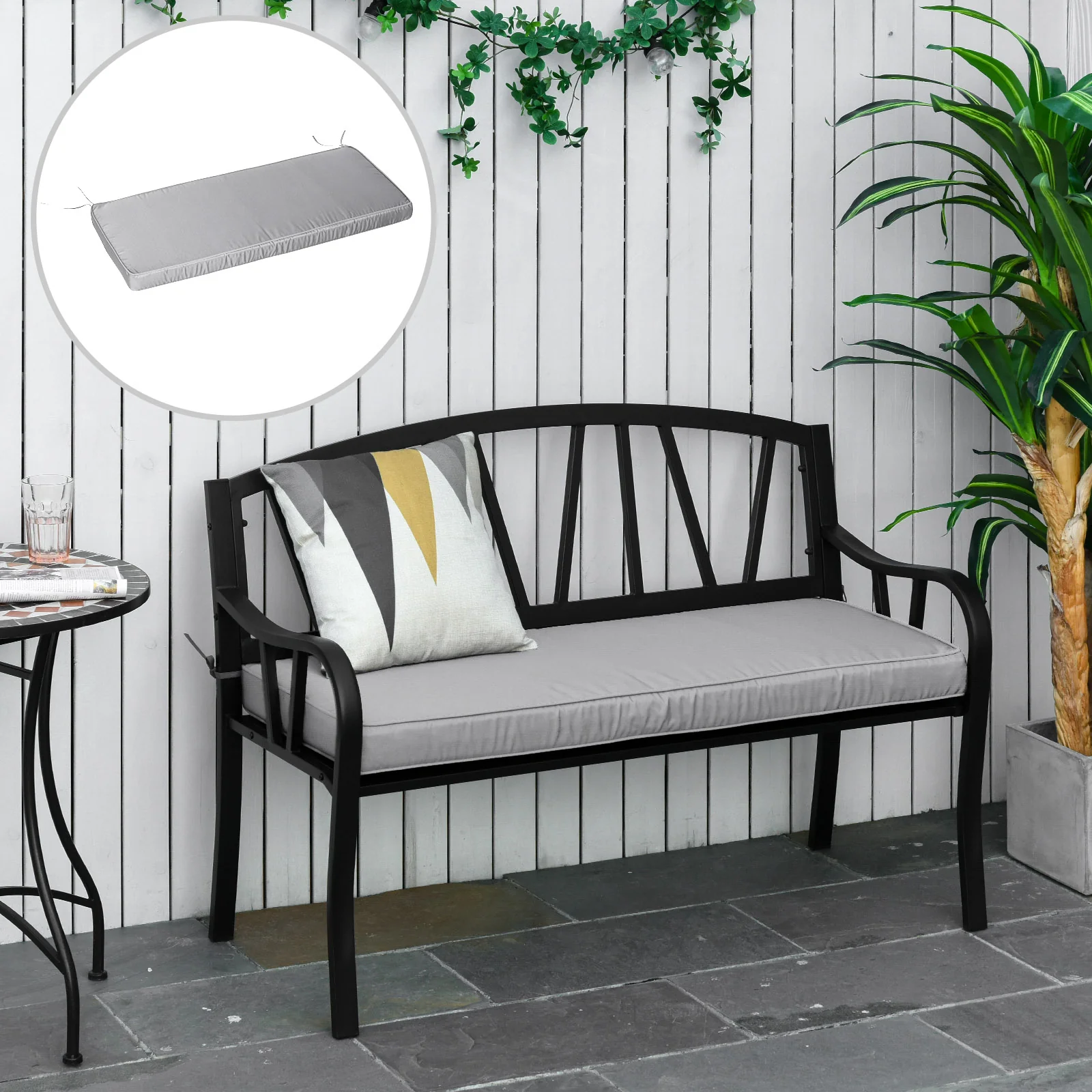 Outsunny Garden Bench Cushion 2 Seater Seat Pad Indoor& Outdoor Use - Image 2