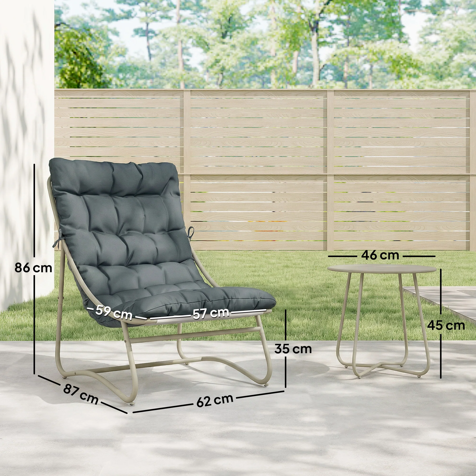 Outsunny Garden Bistro Set, Bistro Table And Chairs W/ Cushions, Dark Grey - Image 3