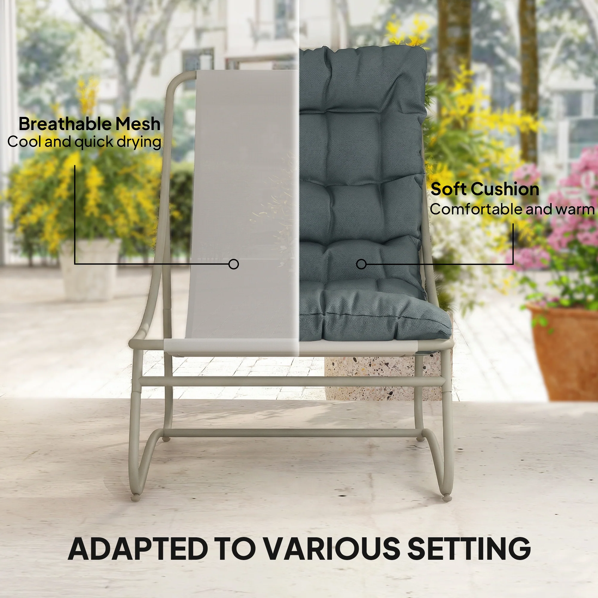 Outsunny Garden Bistro Set, Bistro Table And Chairs W/ Cushions, Dark Grey - Image 5