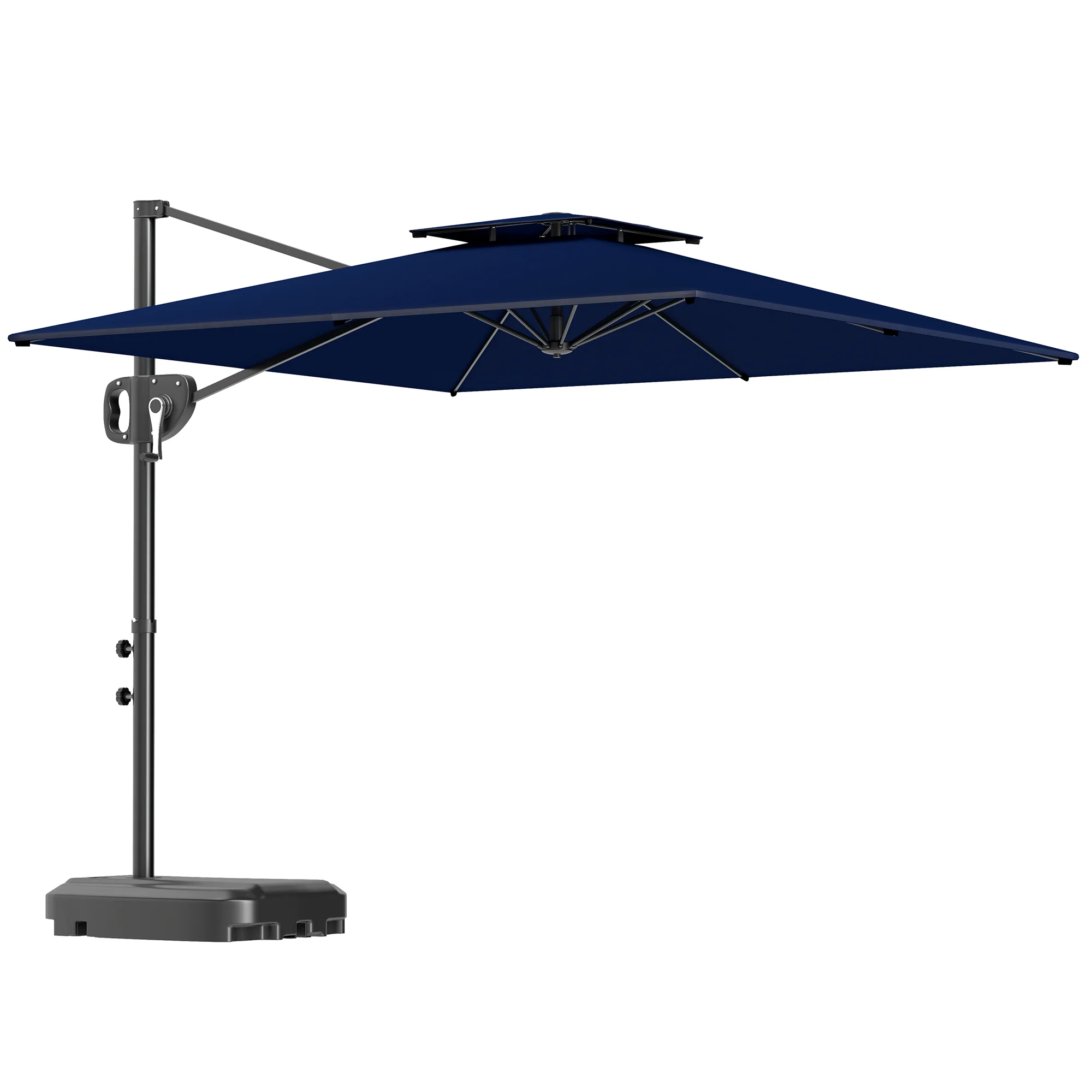 Outsunny Garden Cantilever Parasol w/ Weighted Base Tilt Crank - Image 10