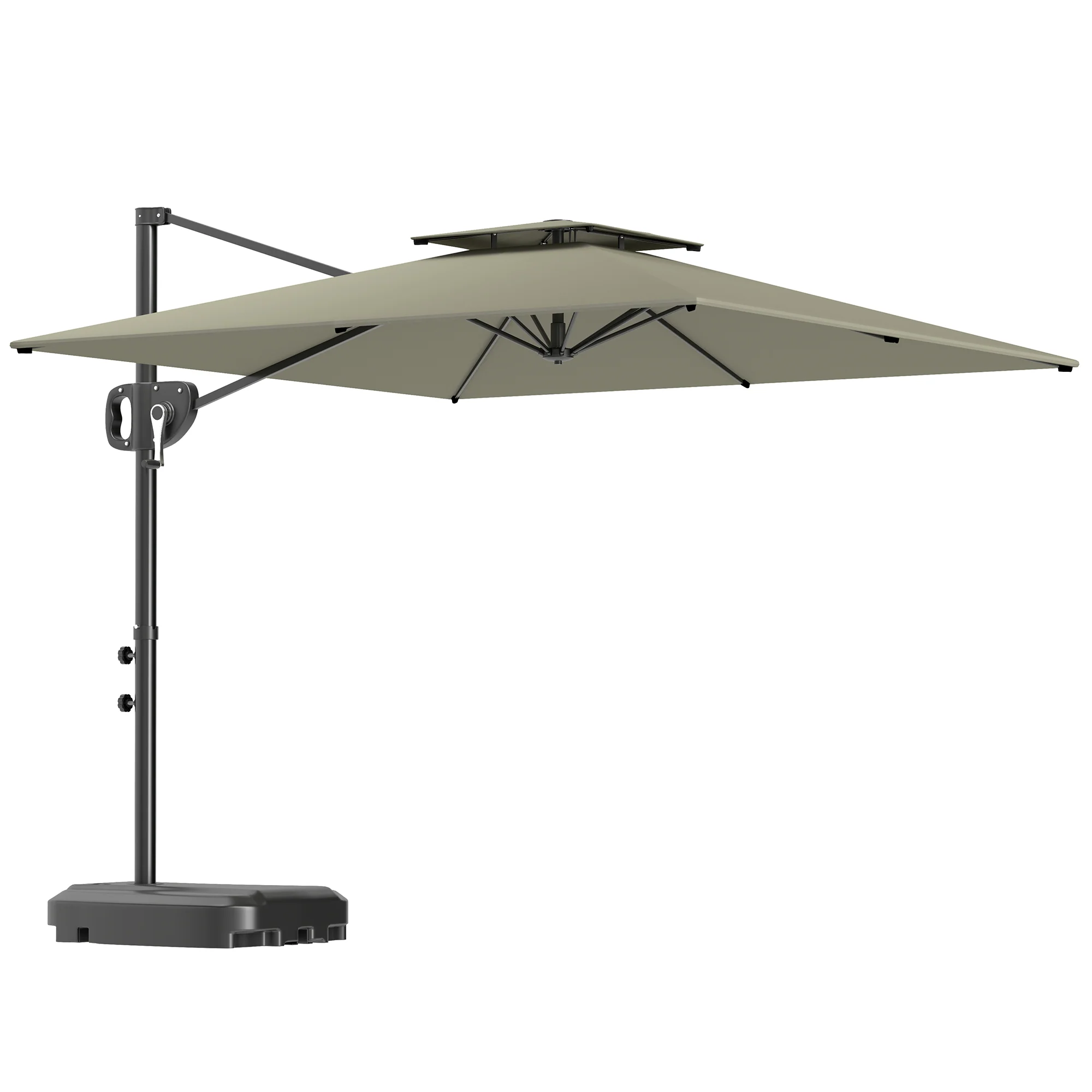 Outsunny Garden Cantilever Parasol w/ Weighted Base Tilt Crank - Image 28