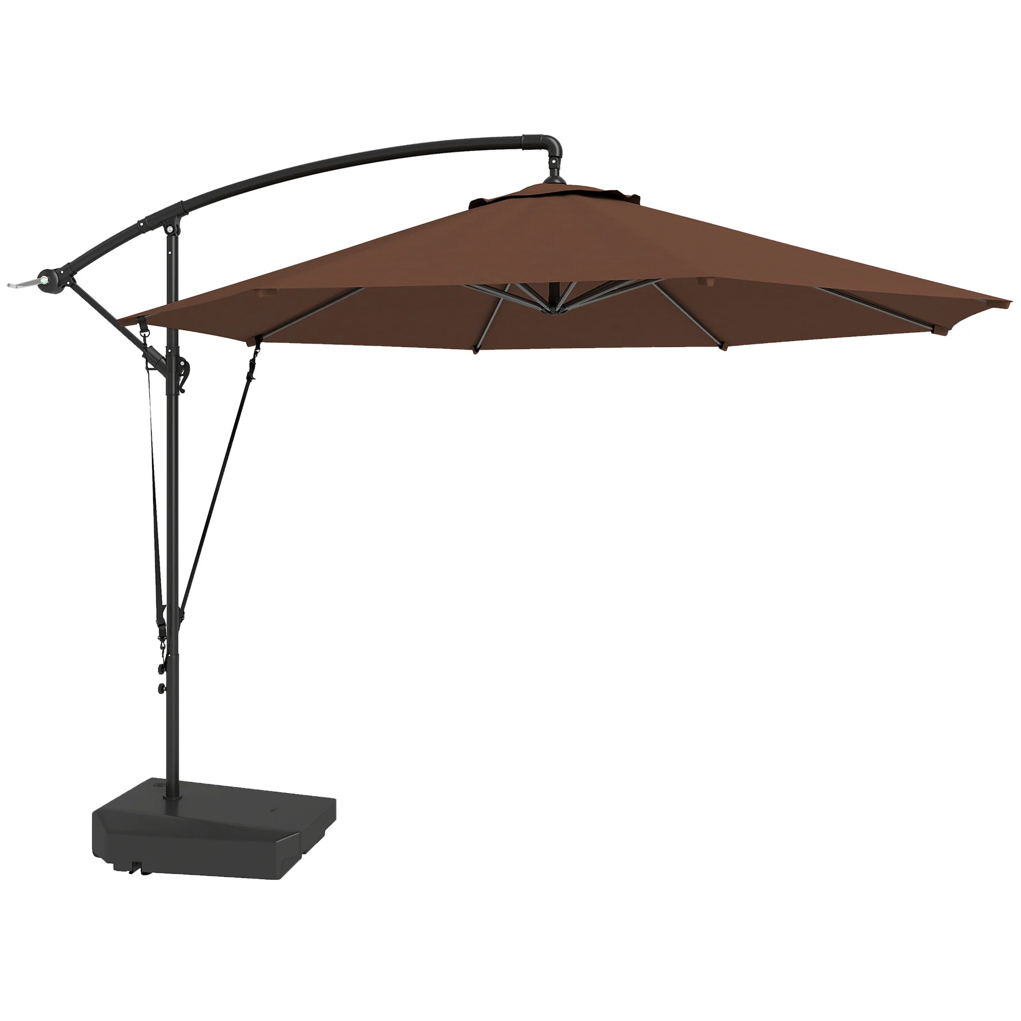 Outsunny Garden Cantilever Parasol with Cover Weighted Base Wind Strap