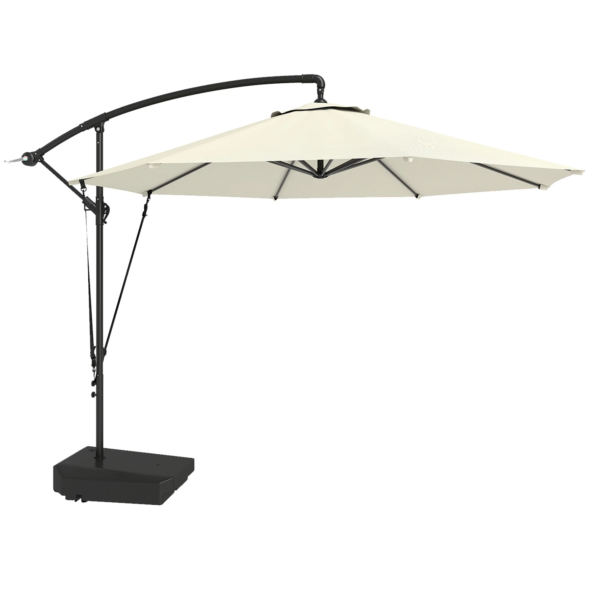 Outsunny Garden Cantilever Parasol with Cover Weighted Base Wind Strap - Image 10