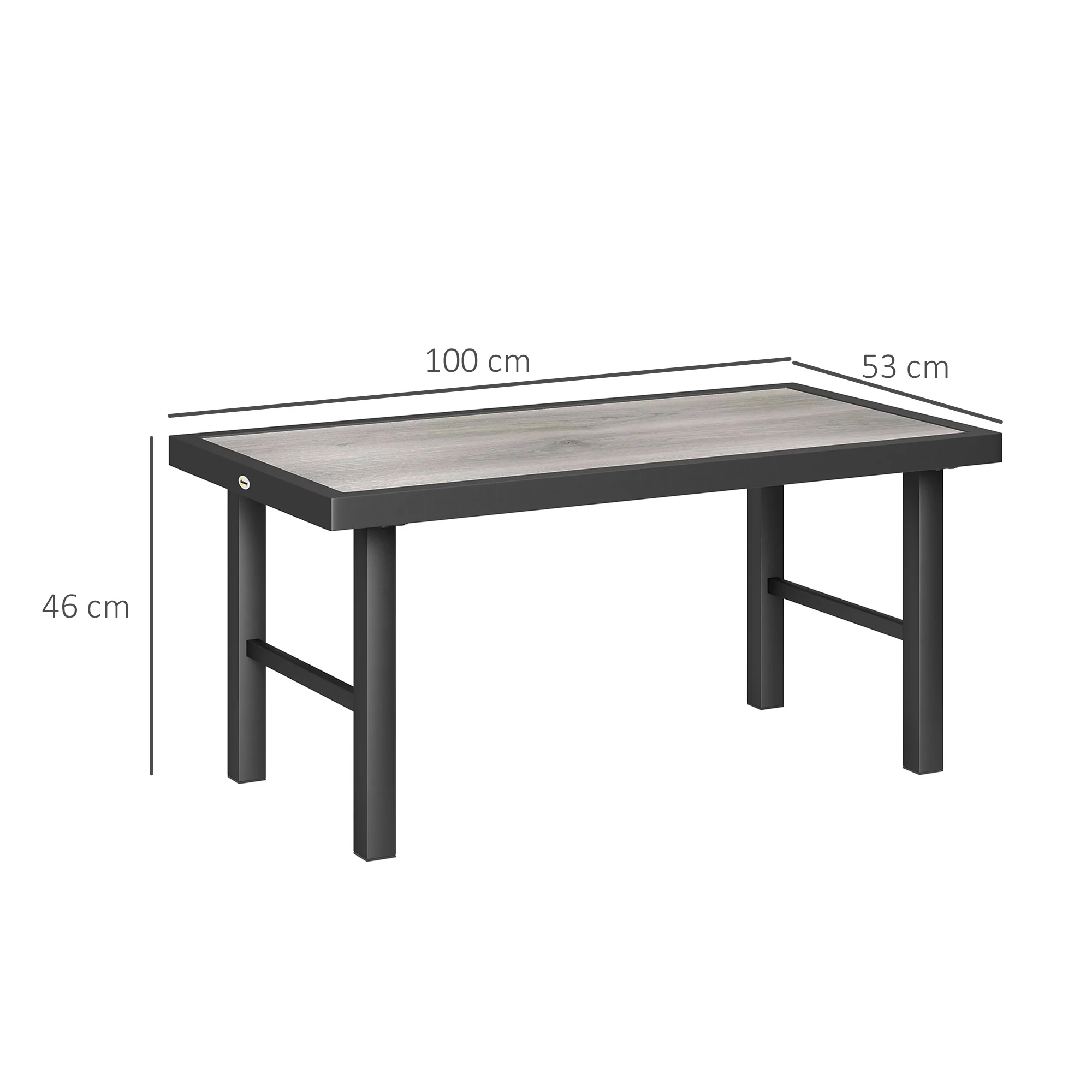 Outsunny Garden Coffee Table with SPC Woodgrain Tabletop, Wood Effect - Image 14