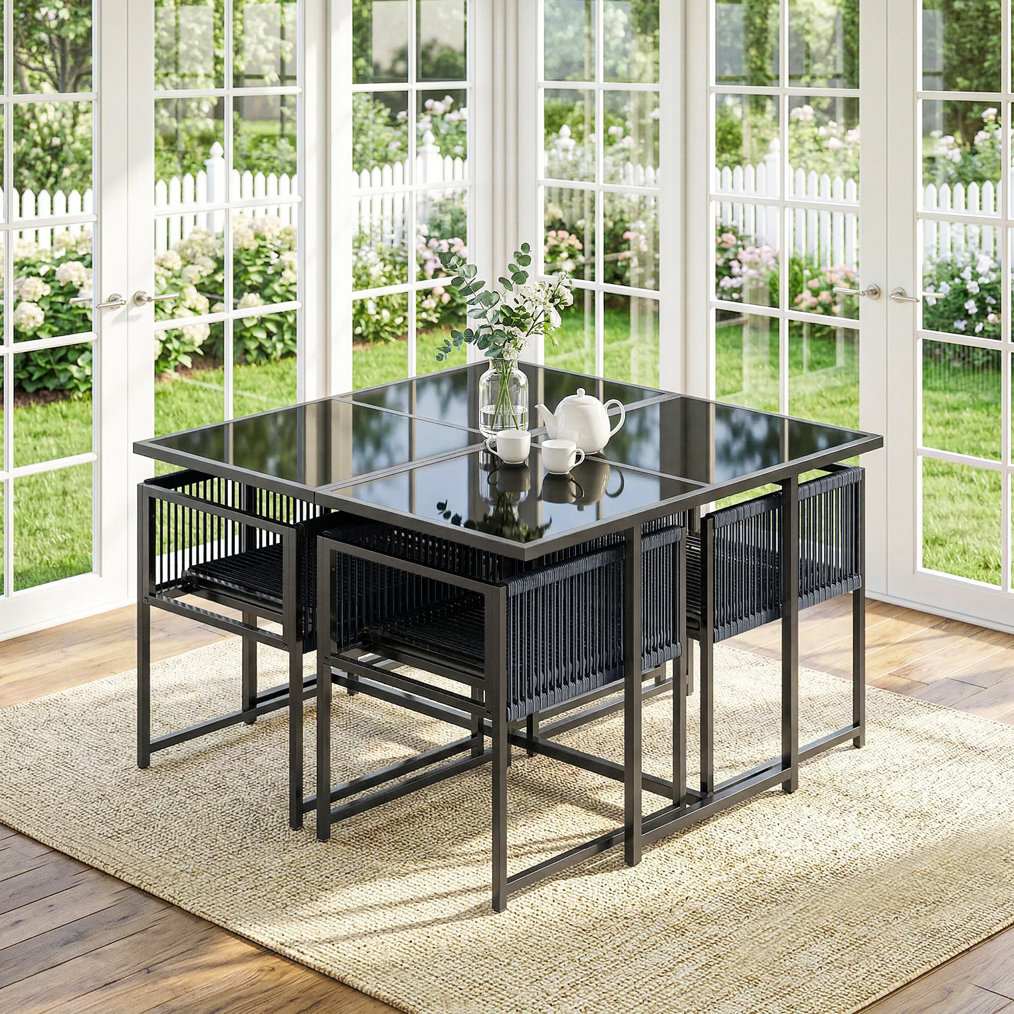 Outsunny Garden Dining Set, Outdoor Table and Chairs with Foldable Backrest - Image 9