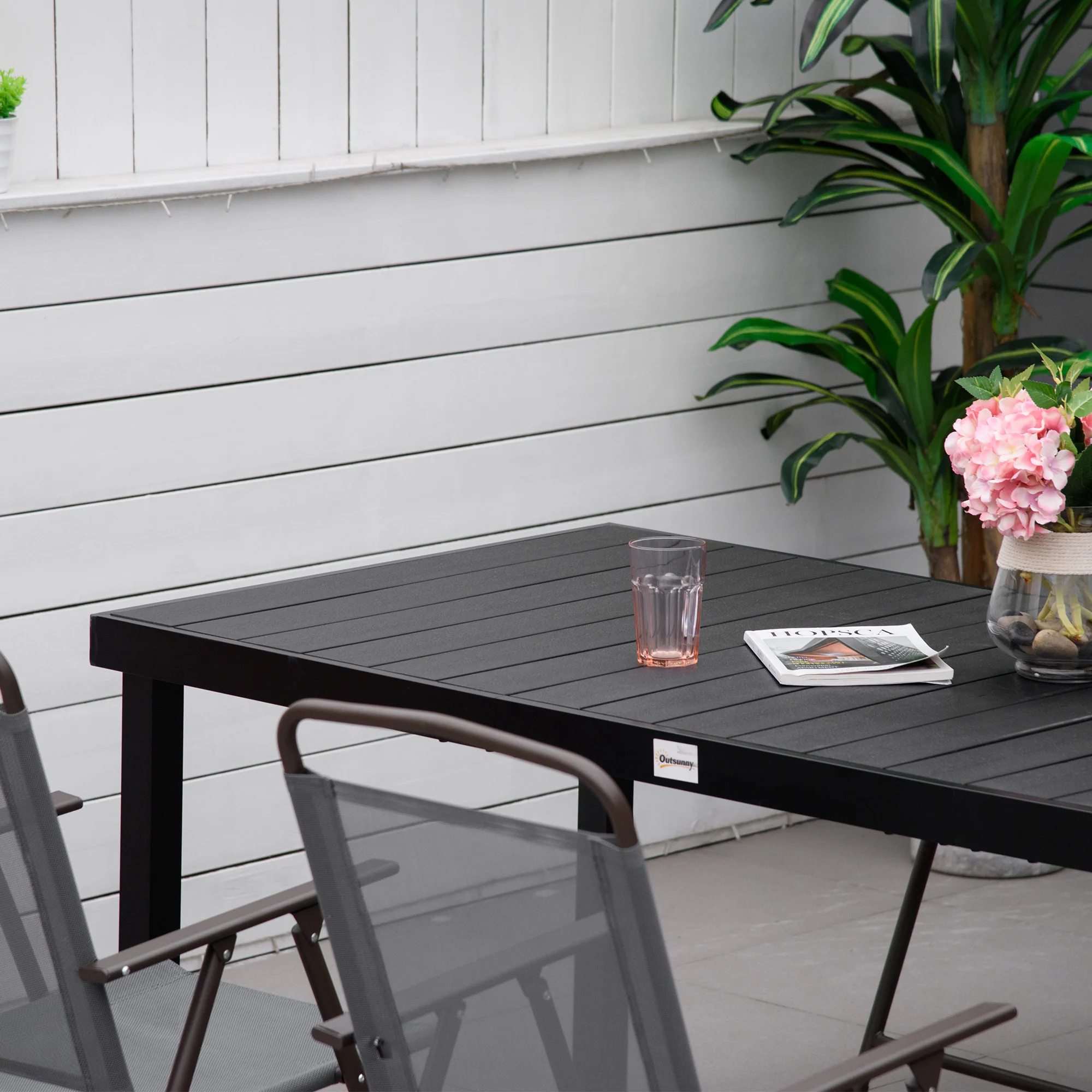 Outsunny Garden Dining Table For 8, Aluminium Frame For Patio, Natural - Image 7