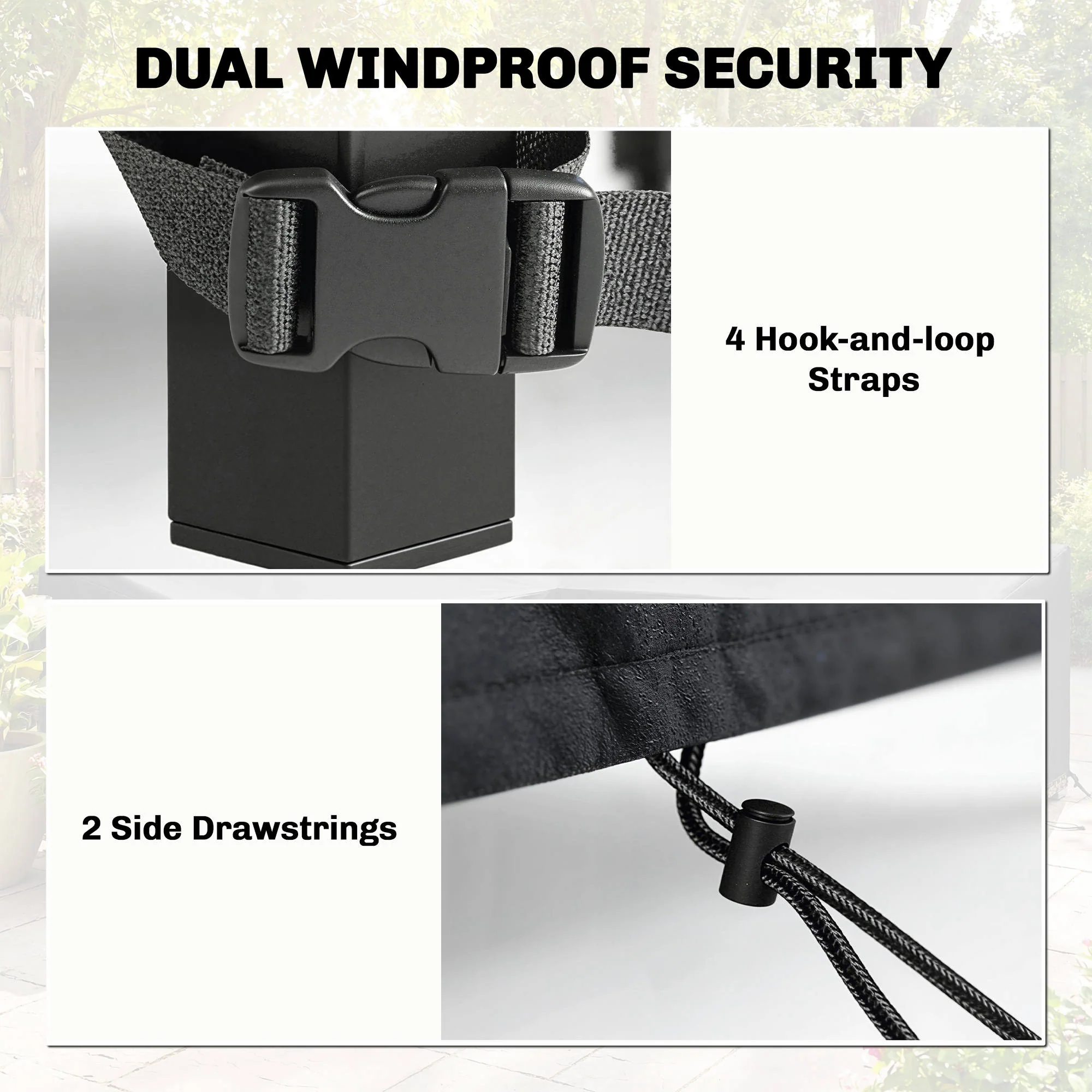 Outsunny Garden Furniture Cover, 420D Waterproof, 125 X 125 X 74 Cm, Black - Image 5