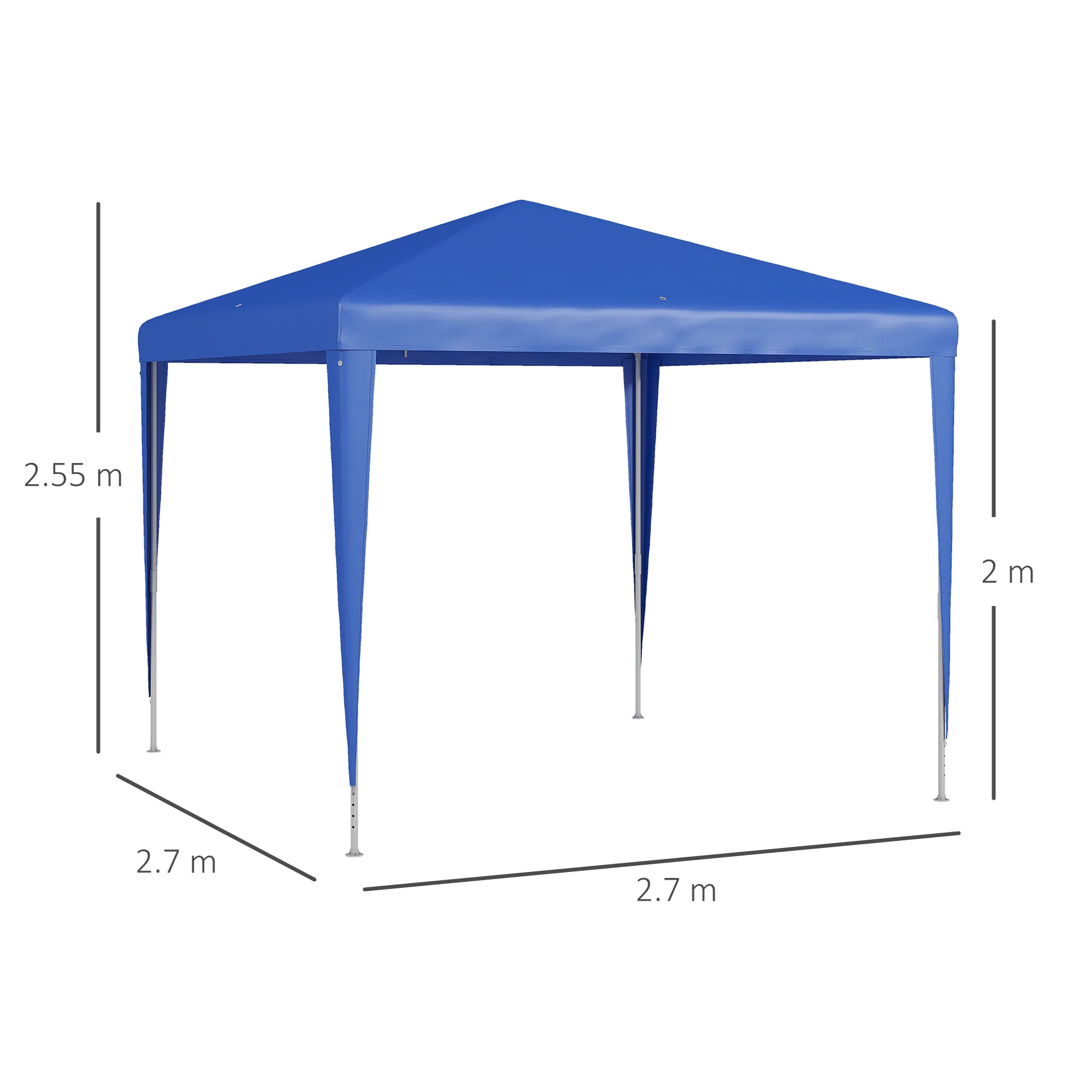 Outsunny Garden Gazebo Marquee Party Tent Wedding Canopy Patio Blue 2.7 X 2.7m - Image 5