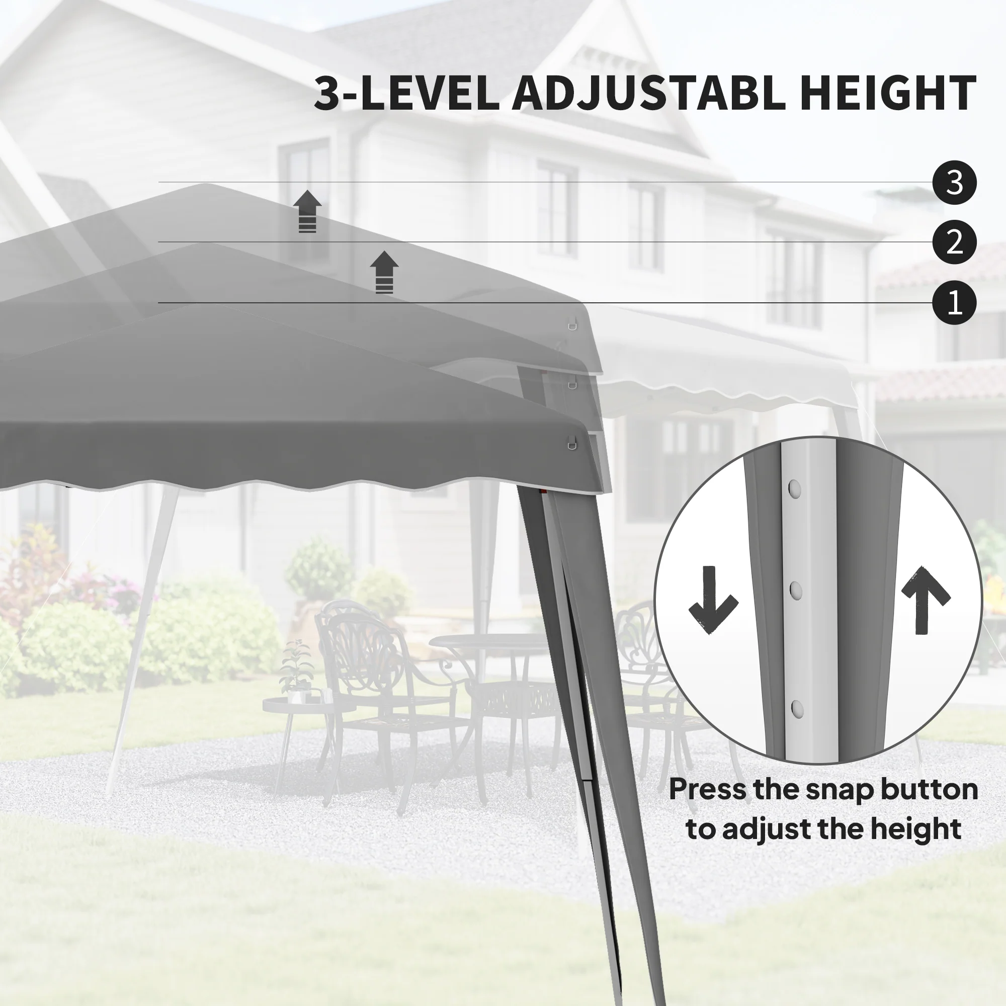 Outsunny Garden Pop up Gazebo Tent Party Water-resistant 2.5 x 2.5M Grey - Image 7