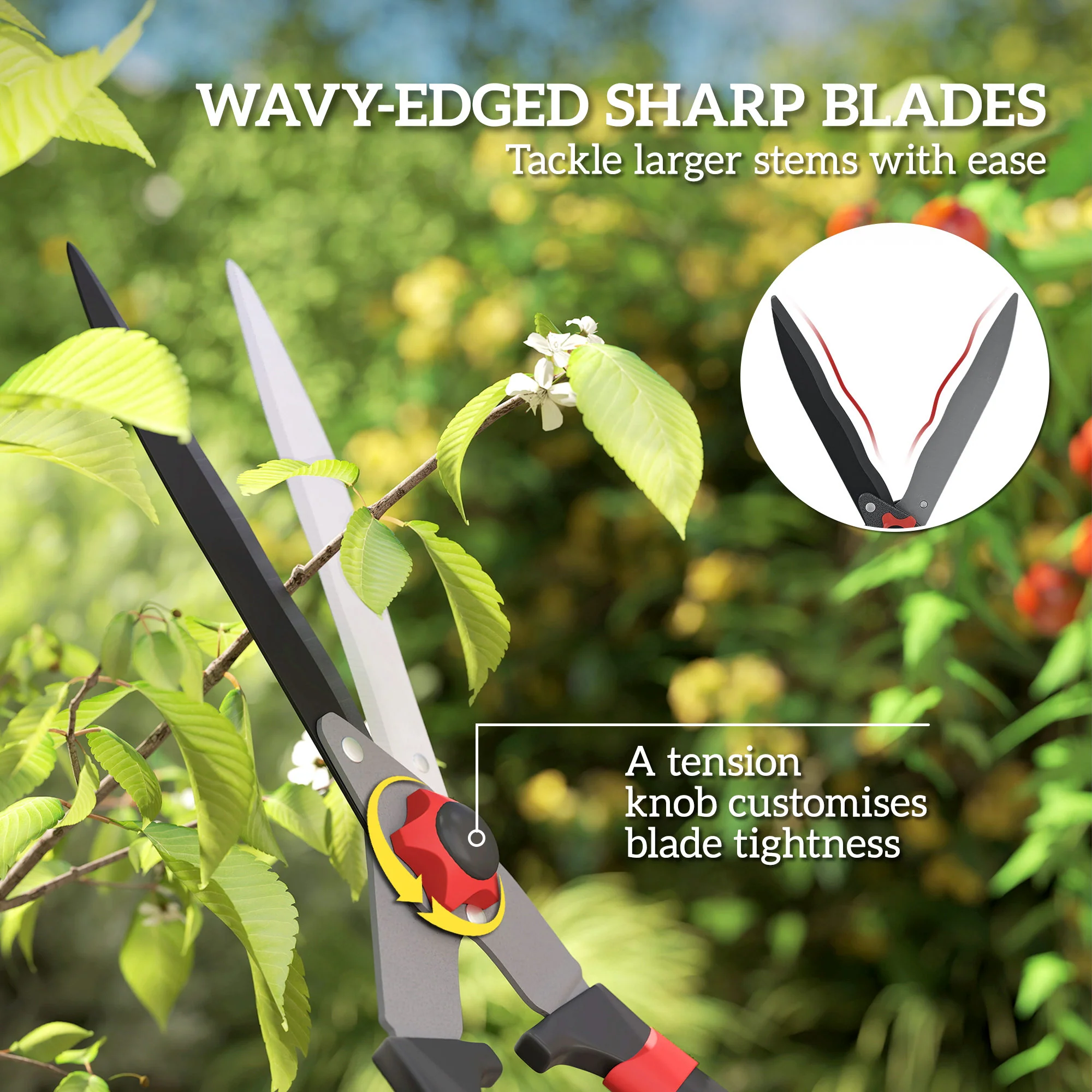 Outsunny Garden Shears, 63.5 cm Hedge Shears with Razor-Sharp Blades - Image 3