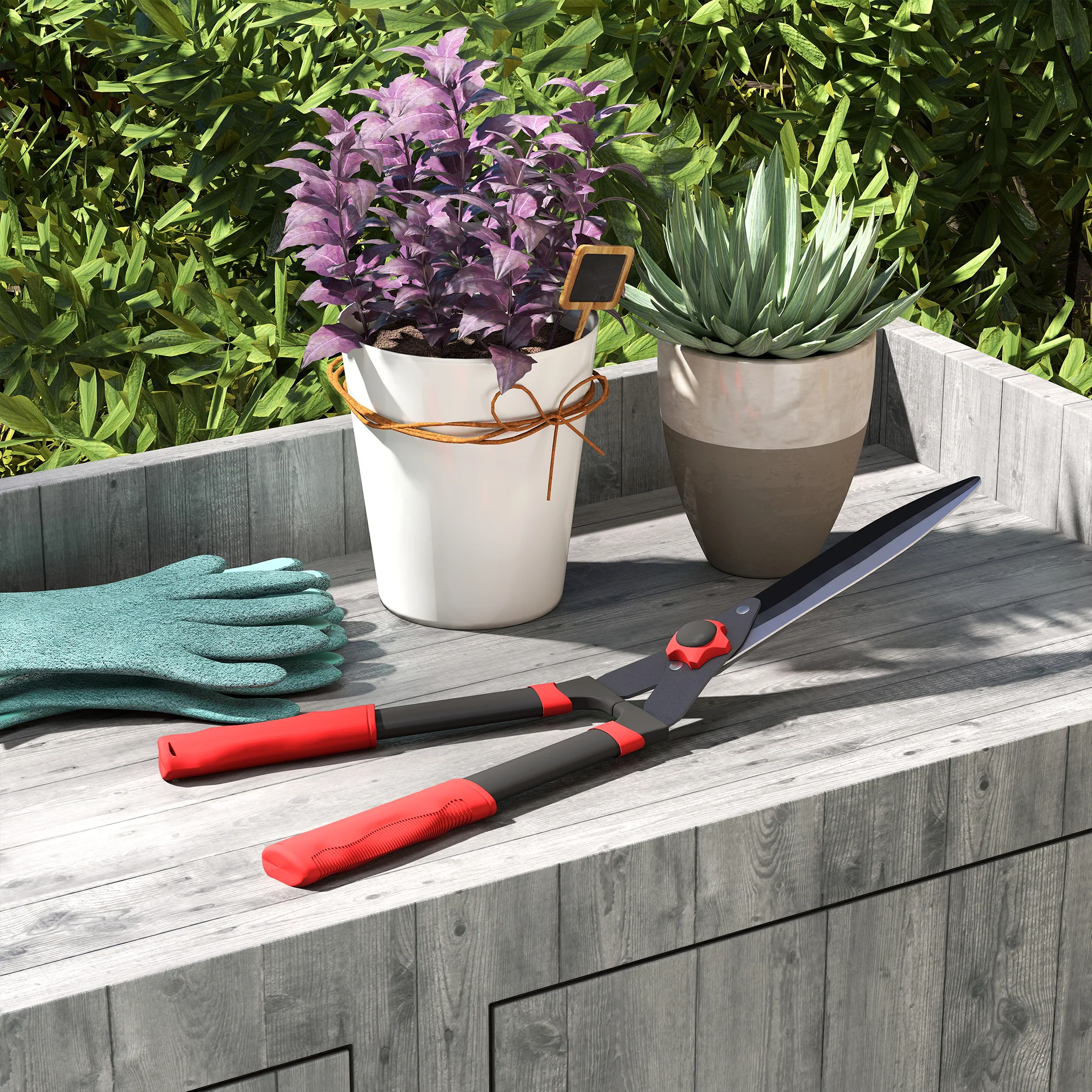 Outsunny Garden Shears, 63.5 cm Hedge Shears with Razor-Sharp Blades - Image 9