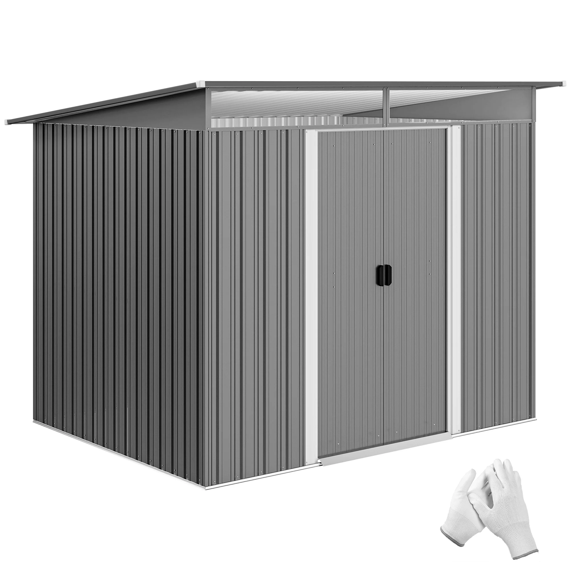 Outsunny Garden Shed Outdoor Storage Tool Organiser W/ Double Sliding Door