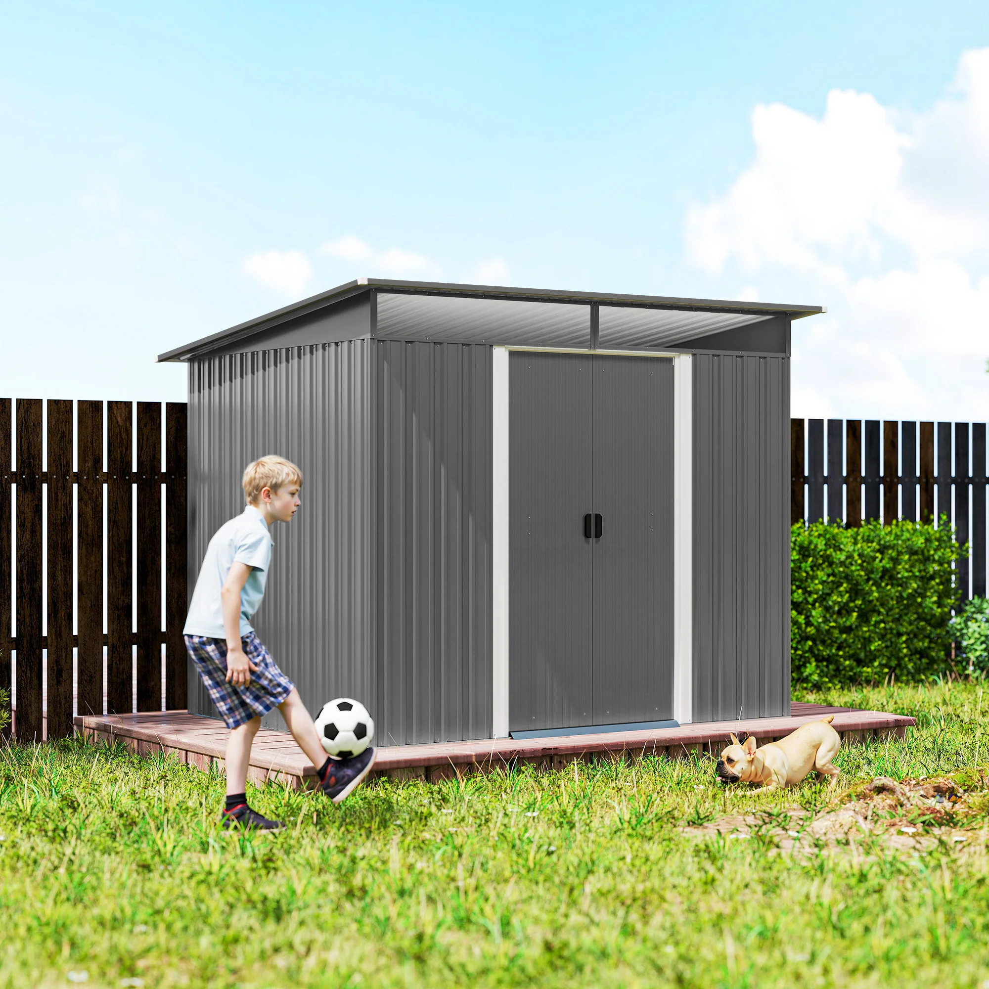 Outsunny Garden Shed Outdoor Storage Tool Organiser W/ Double Sliding Door - Image 9