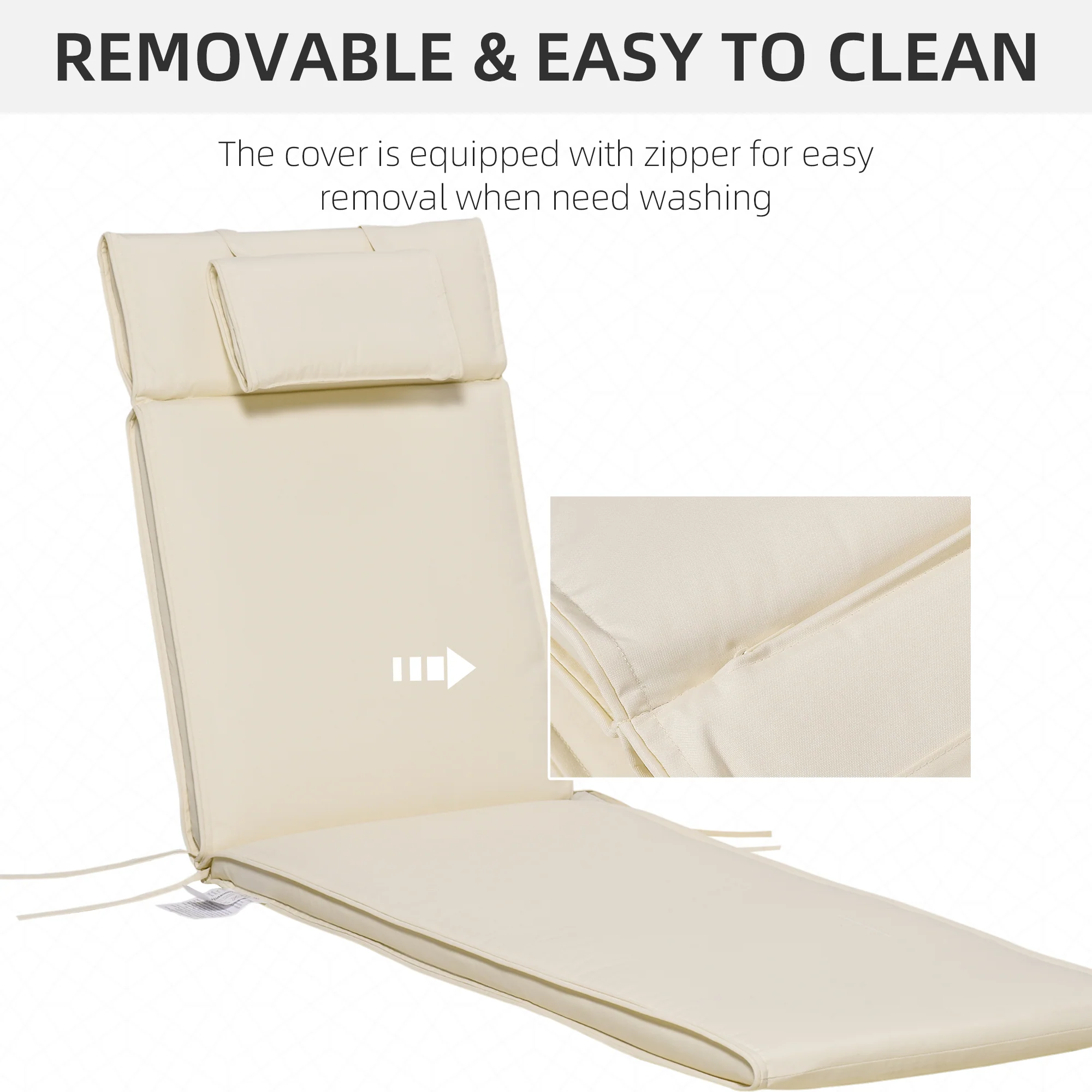 Outsunny Garden Sun Lounger Chair Cushion Reclining Relaxer Indoor Outdoor - Image 6