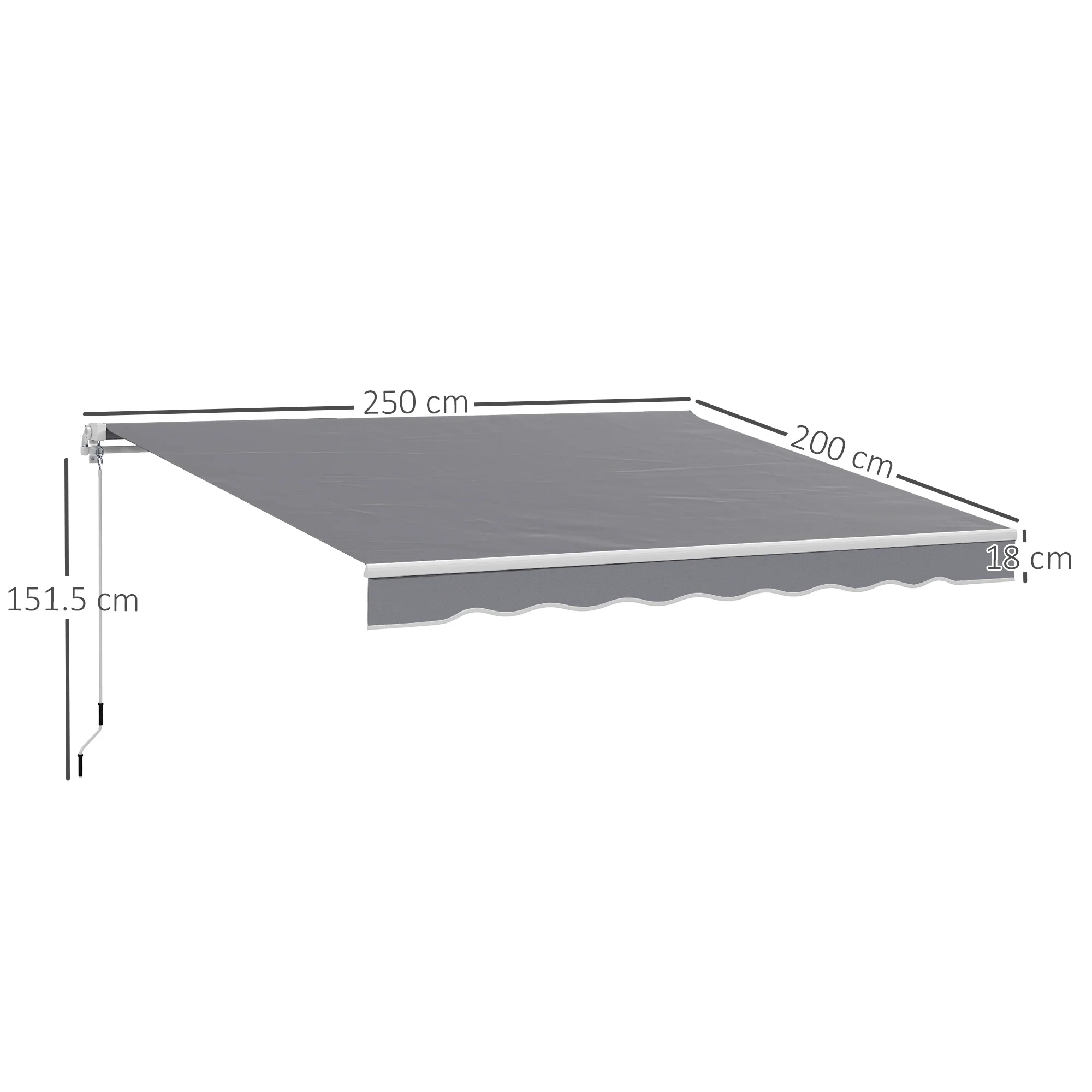 Outsunny Garden Sun Shade Canopy Retractable Awning, 2.5 x 2m - Image 14