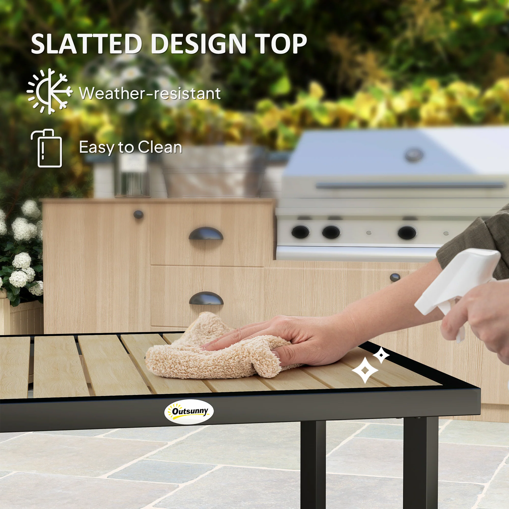 Outsunny Garden Table for 4 Person with 5.4cm Parasol Hole - Image 6