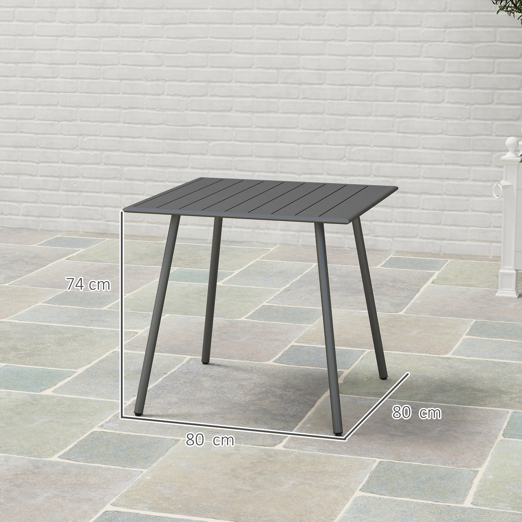 Outsunny Garden Table for 4 Person with Slat Top, Steel Frame - Image 14