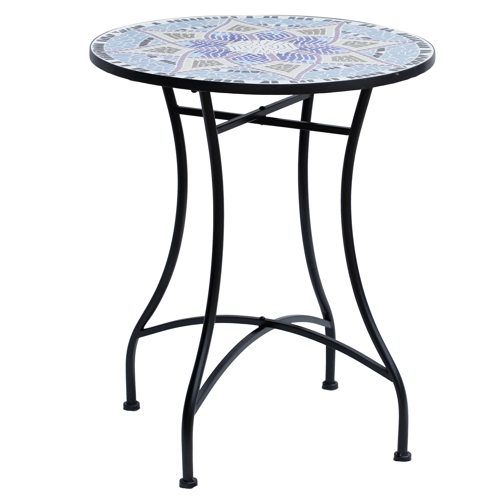 Outsunny Garden Table, Mosaic Round Patio Side Table With 60cm Ceramic Top