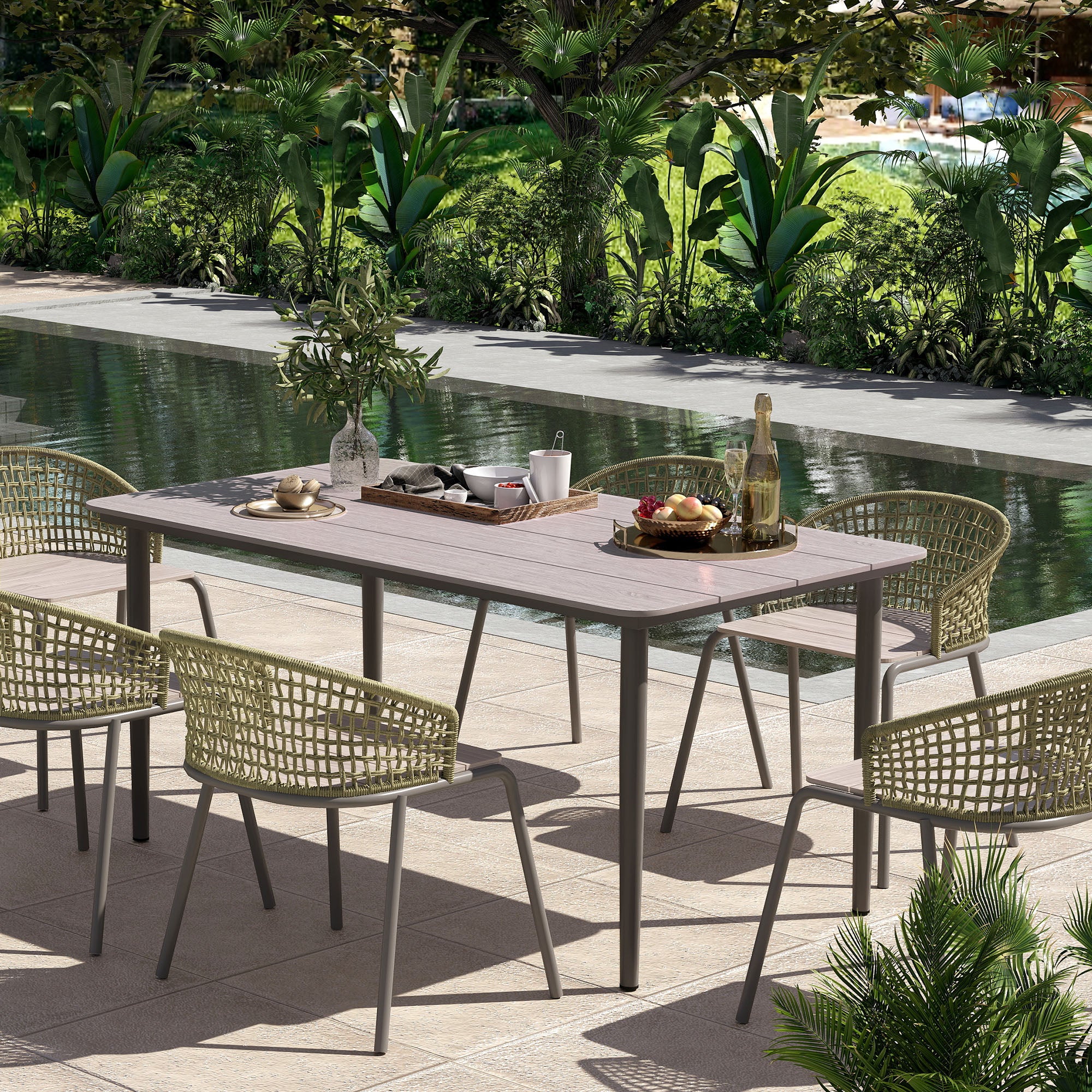 Outsunny Garden Table with Rust Resistant Metal Frame - Image 11