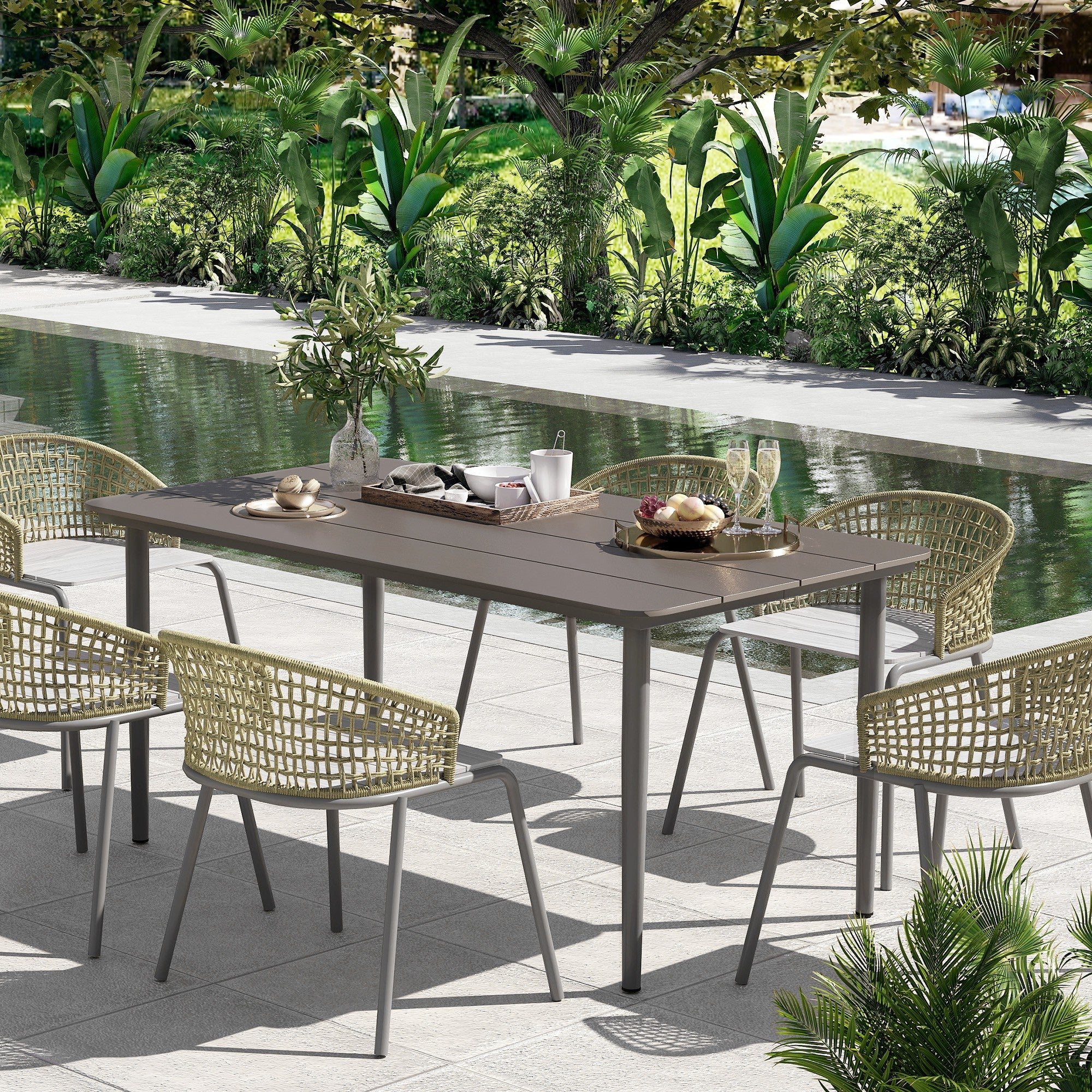 Outsunny Garden Table with Rust Resistant Metal Frame - Image 2