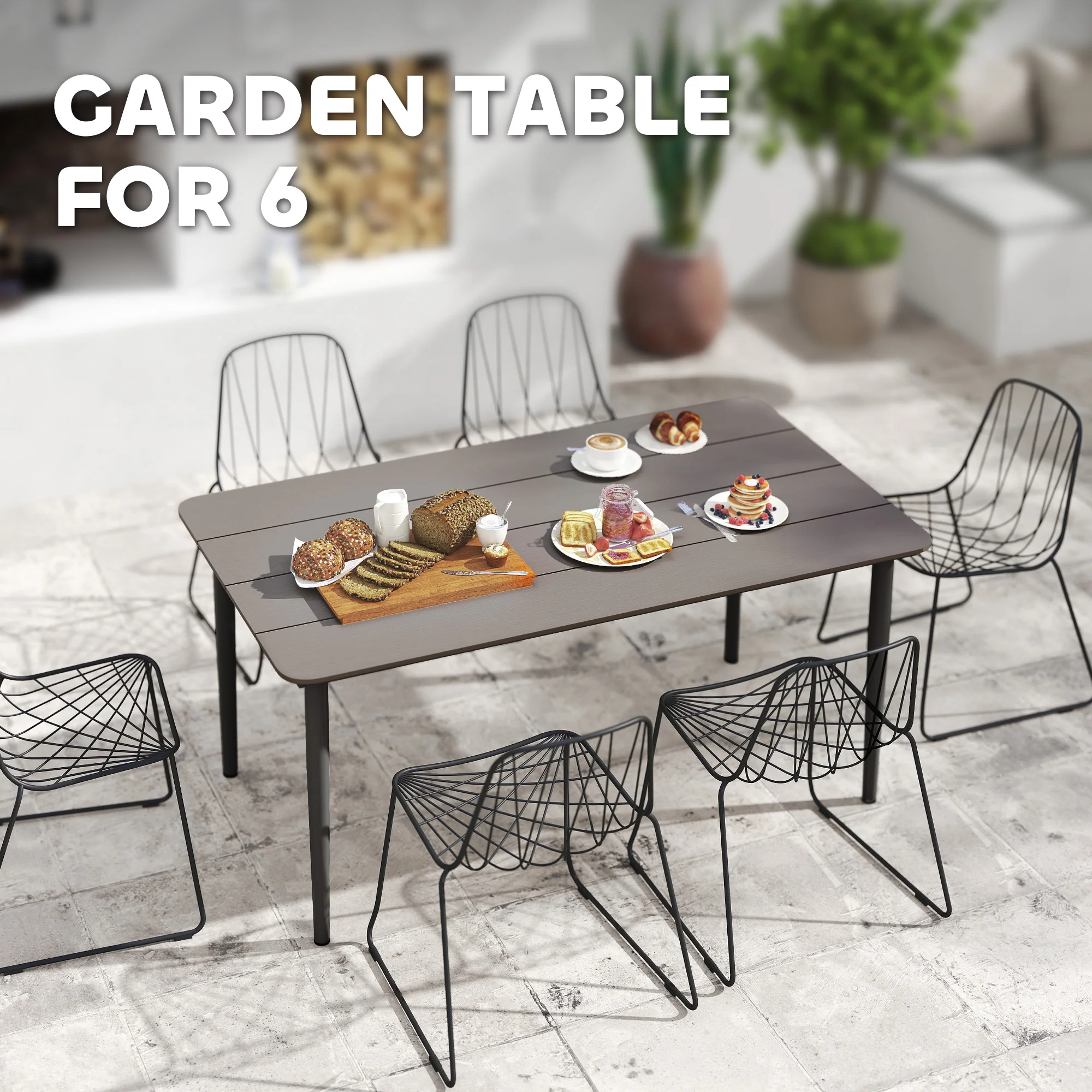 Outsunny Garden Table with Rust Resistant Metal Frame - Image 3